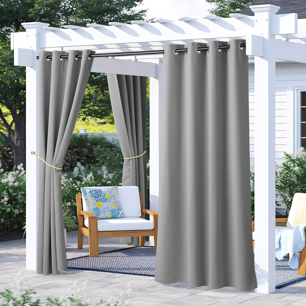 NICETOWN Outdoor Curtains for Patio Waterproof 95" L, Blackout Gazebo Curtain for Pergola/Porch Weatherproof, UV & Privacy Protection Outside Drape, 52" Wide, 1 Panel, Biscotti Beige