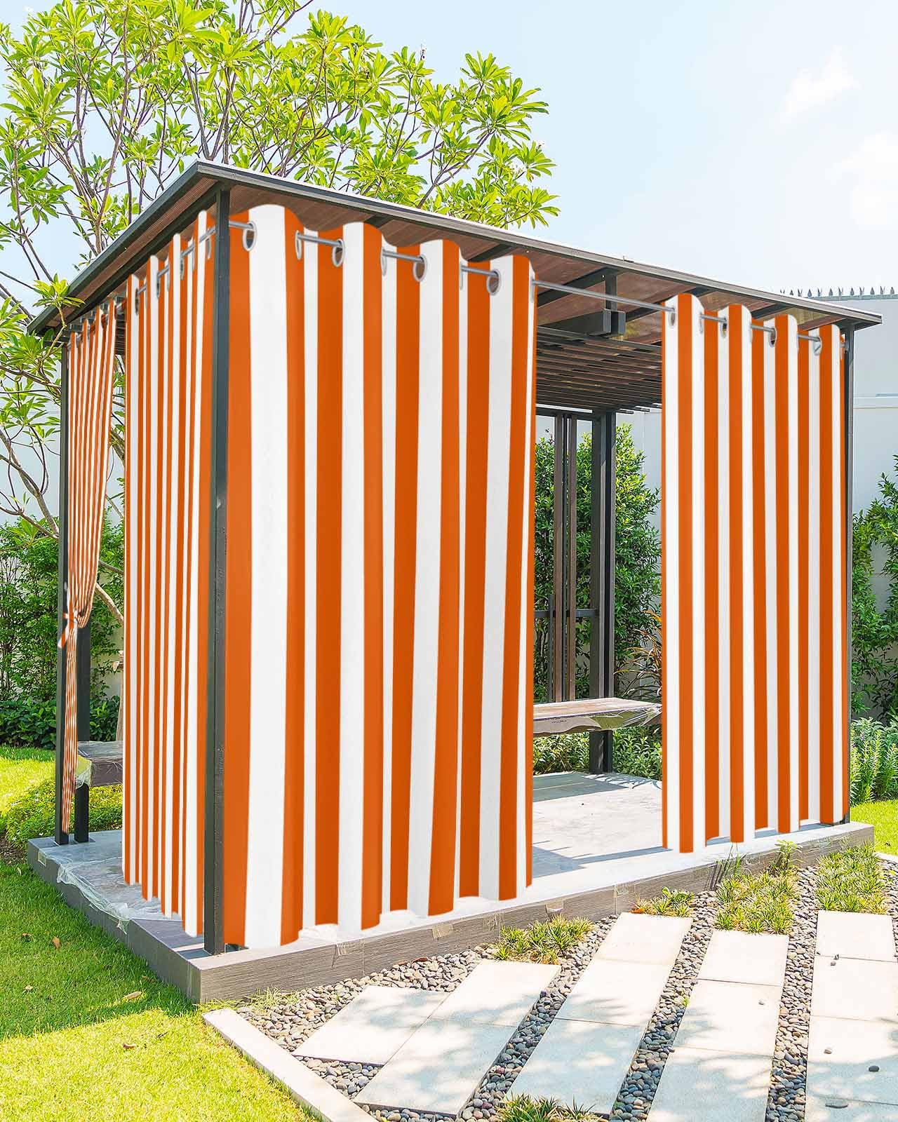 Striped Outdoor Curtains for Patio Waterproof Weatherproof,Black and White Outdoor Curtains,Sun Blocking Privacy Grommet Outside Curtains Weighted Drapes for Gazebo Porch Pergola,1 Panel,54W x 108L