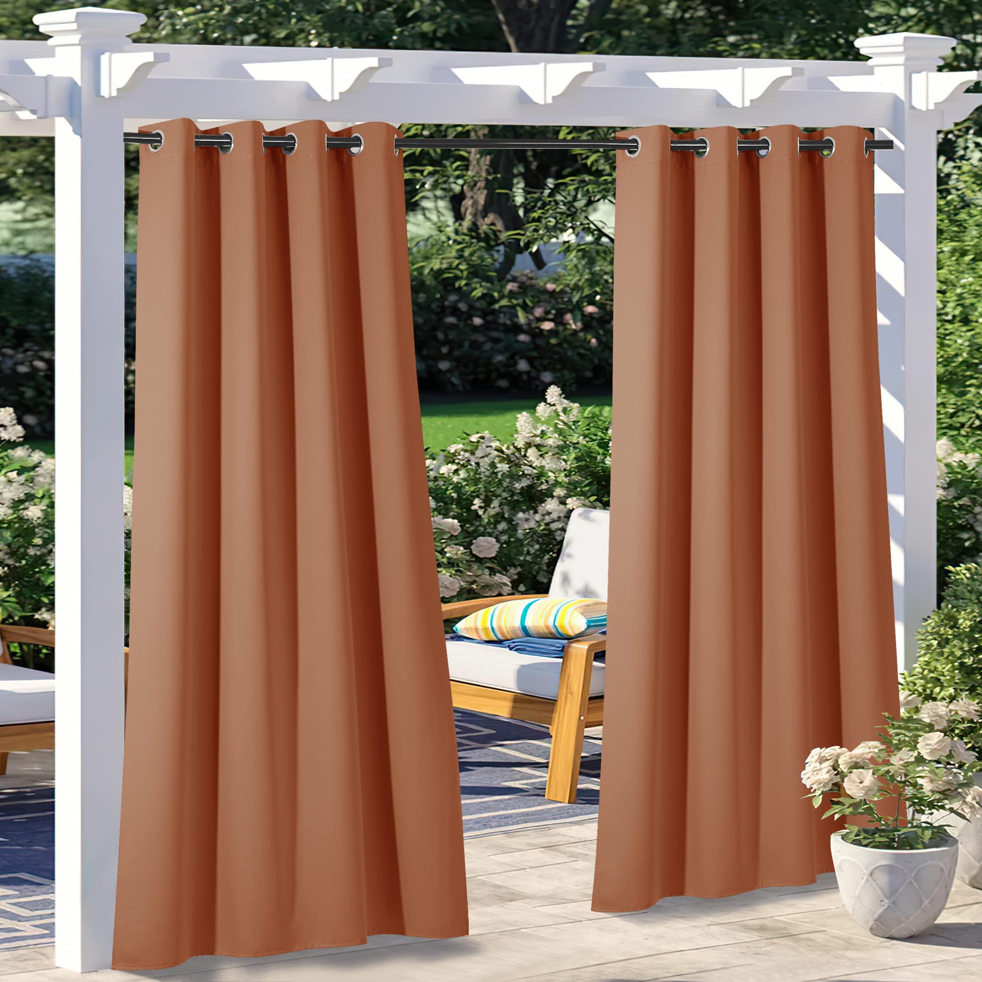 NICETOWN Outdoor Curtains for Patio Waterproof 95" L, Blackout Gazebo Curtain for Pergola/Porch Weatherproof, UV & Privacy Protection Outside Drape, 52" Wide, 1 Panel, Biscotti Beige
