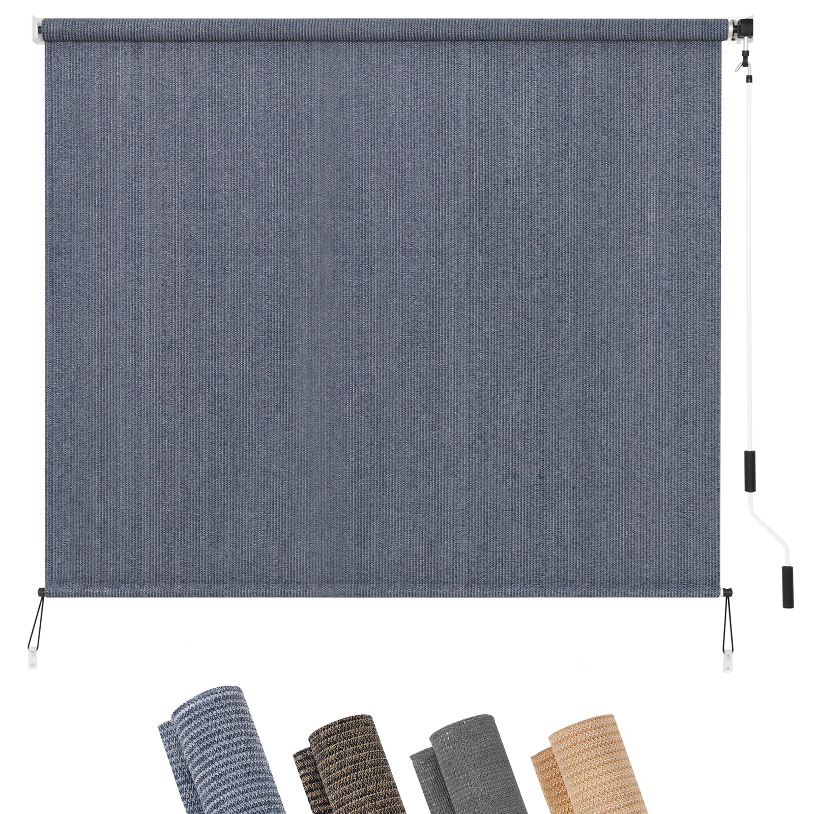 KELIXU Patio Shades Roll Up Outdoor Blind, 6' W x 8' H Cordless Sun Shade Privacy Screen with 90% UV Protection Exterior Roller Shade Cloth for Porch Pergola Backyard Windows Balcony, Walnut