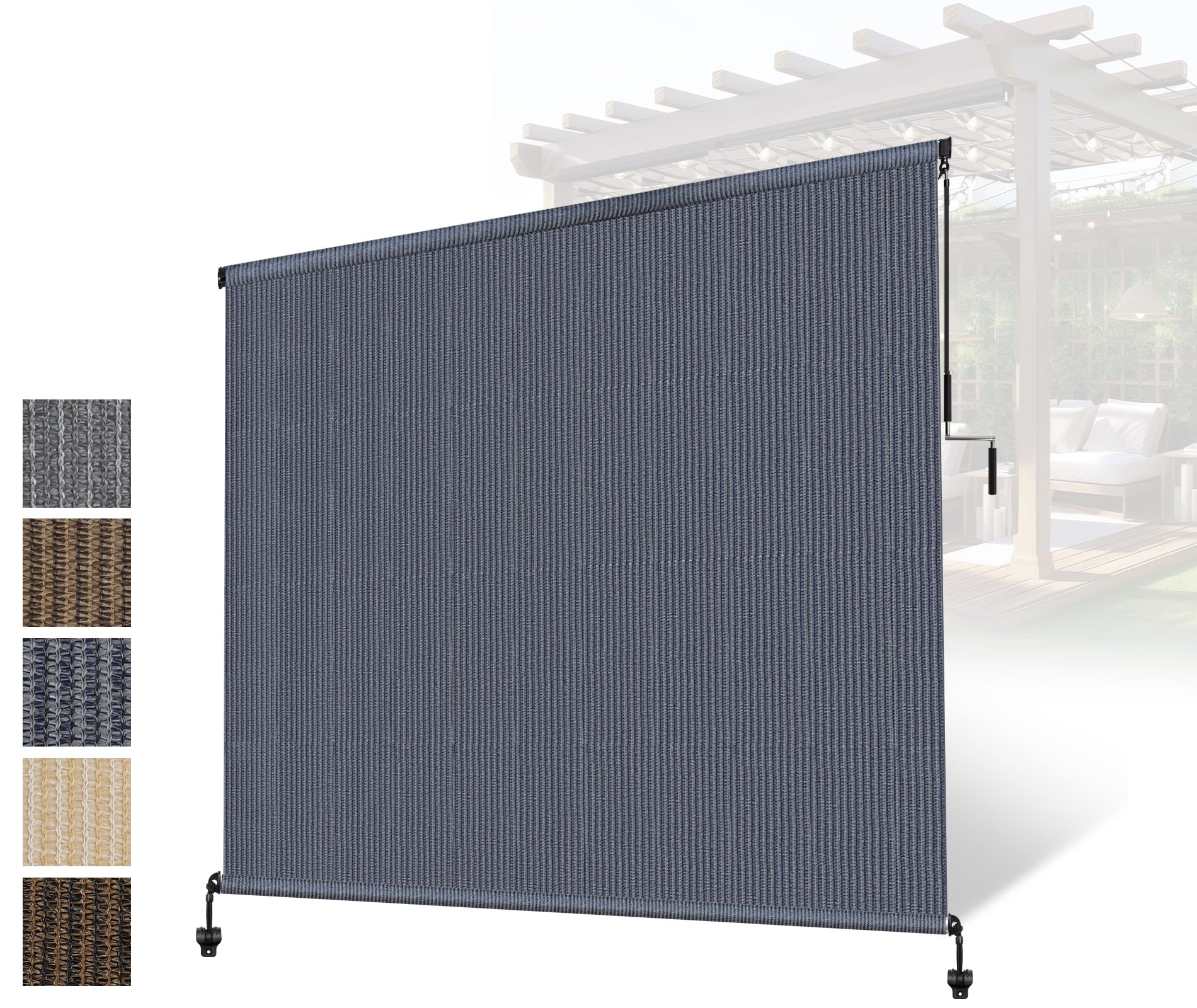 Outdoor Shades Roller Exterior Blinds,Cordless Patio Shades Roll Up Outdoor Blinds for Patio Porch Backyard Pergola Gazebo Privacy Screen Protection,UV Sun Blocking,Fade-Resistant 8ft Wide x 6 H