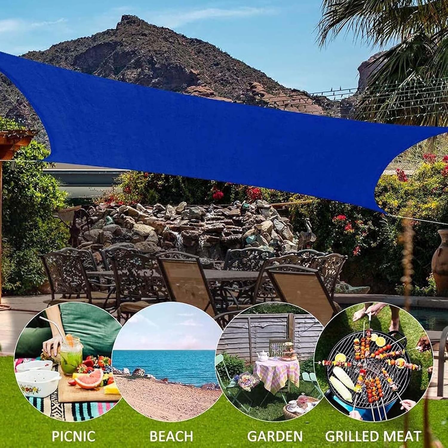Heavy Duty UV Protection Curved Rectangle Sun Shade Sail Canopy – Waterproof Outdoor Awning for Patio, Deck, Pool, Garden, Pergola, Camping & Backyard Use