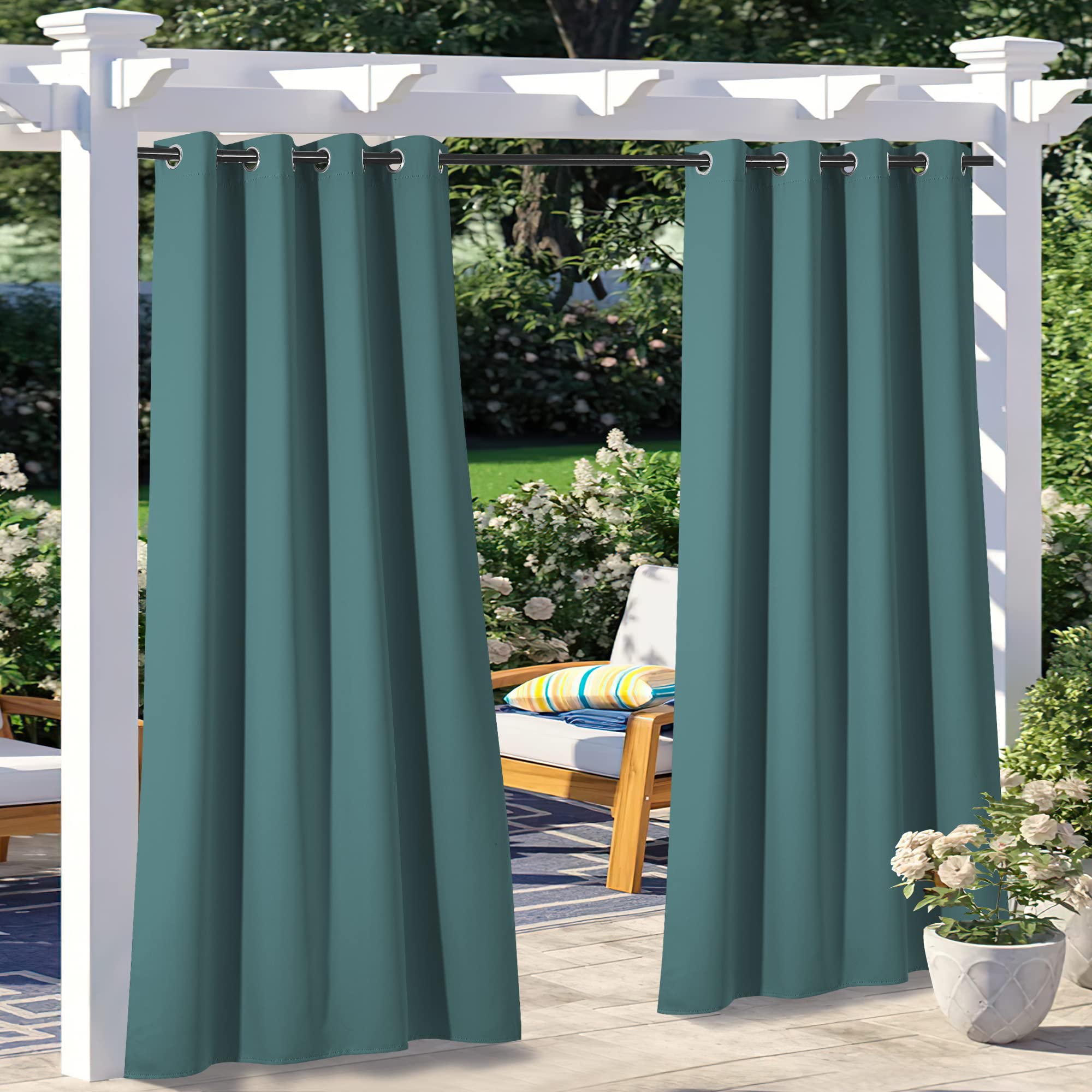 NICETOWN Outdoor Curtains for Patio Waterproof 95" L, Blackout Gazebo Curtain for Pergola/Porch Weatherproof, UV & Privacy Protection Outside Drape, 52" Wide, 1 Panel, Biscotti Beige