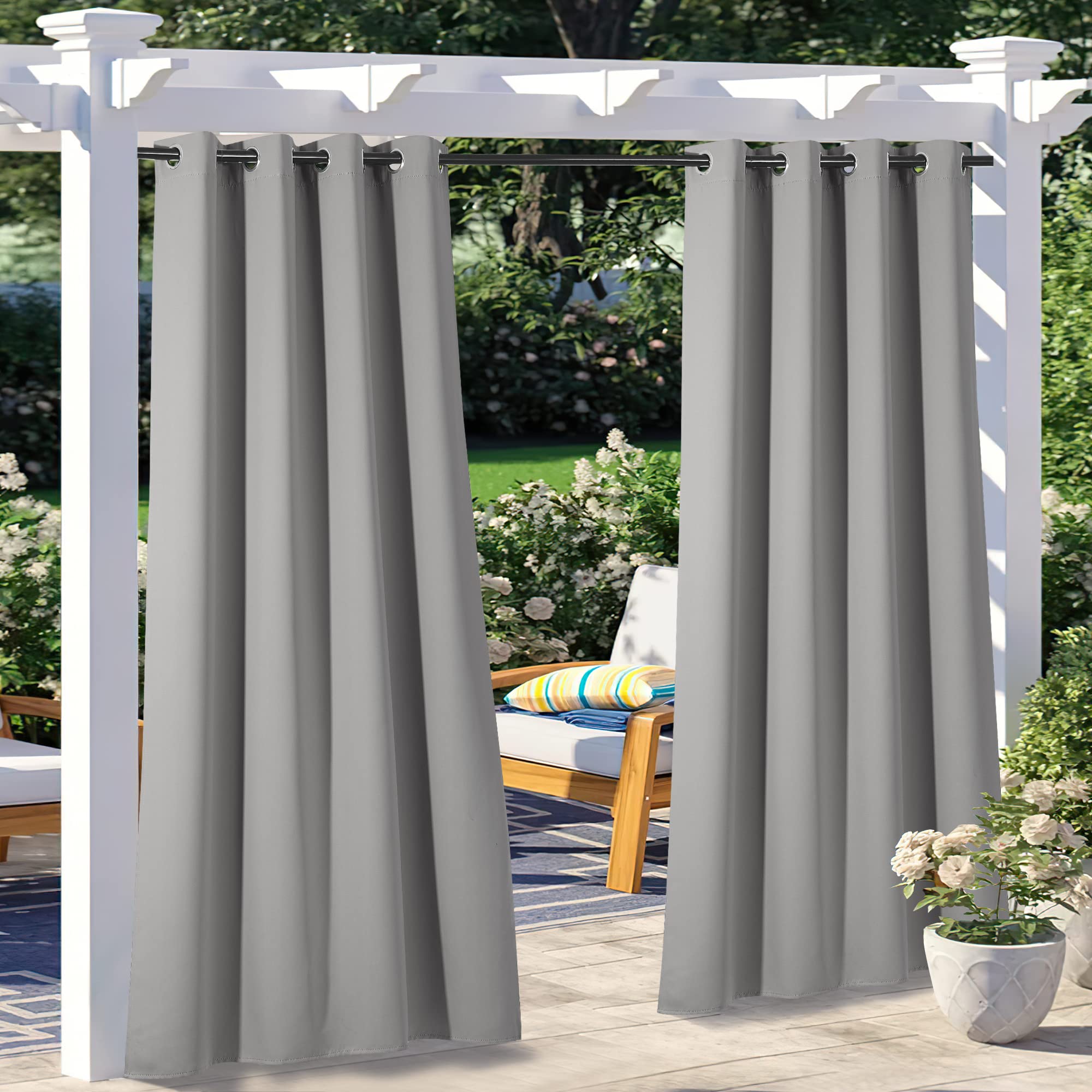 NICETOWN Outdoor Curtains for Patio Waterproof 95" L, Blackout Gazebo Curtain for Pergola/Porch Weatherproof, UV & Privacy Protection Outside Drape, 52" Wide, 1 Panel, Biscotti Beige