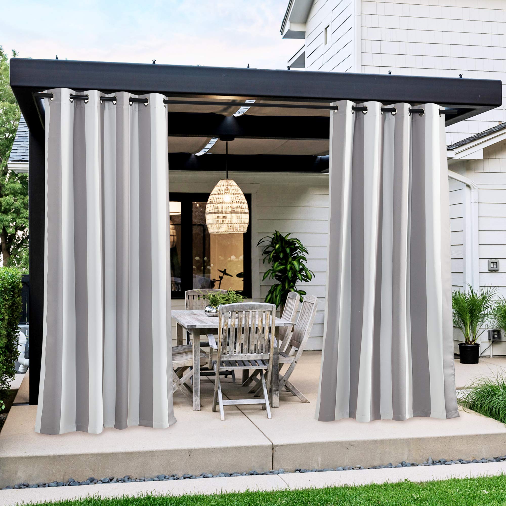 NICETOWN Outdoor Curtains for Patio Waterproof 95" L, Blackout Gazebo Curtain for Pergola/Porch Weatherproof, UV & Privacy Protection Outside Drape, 52" Wide, 1 Panel, Biscotti Beige