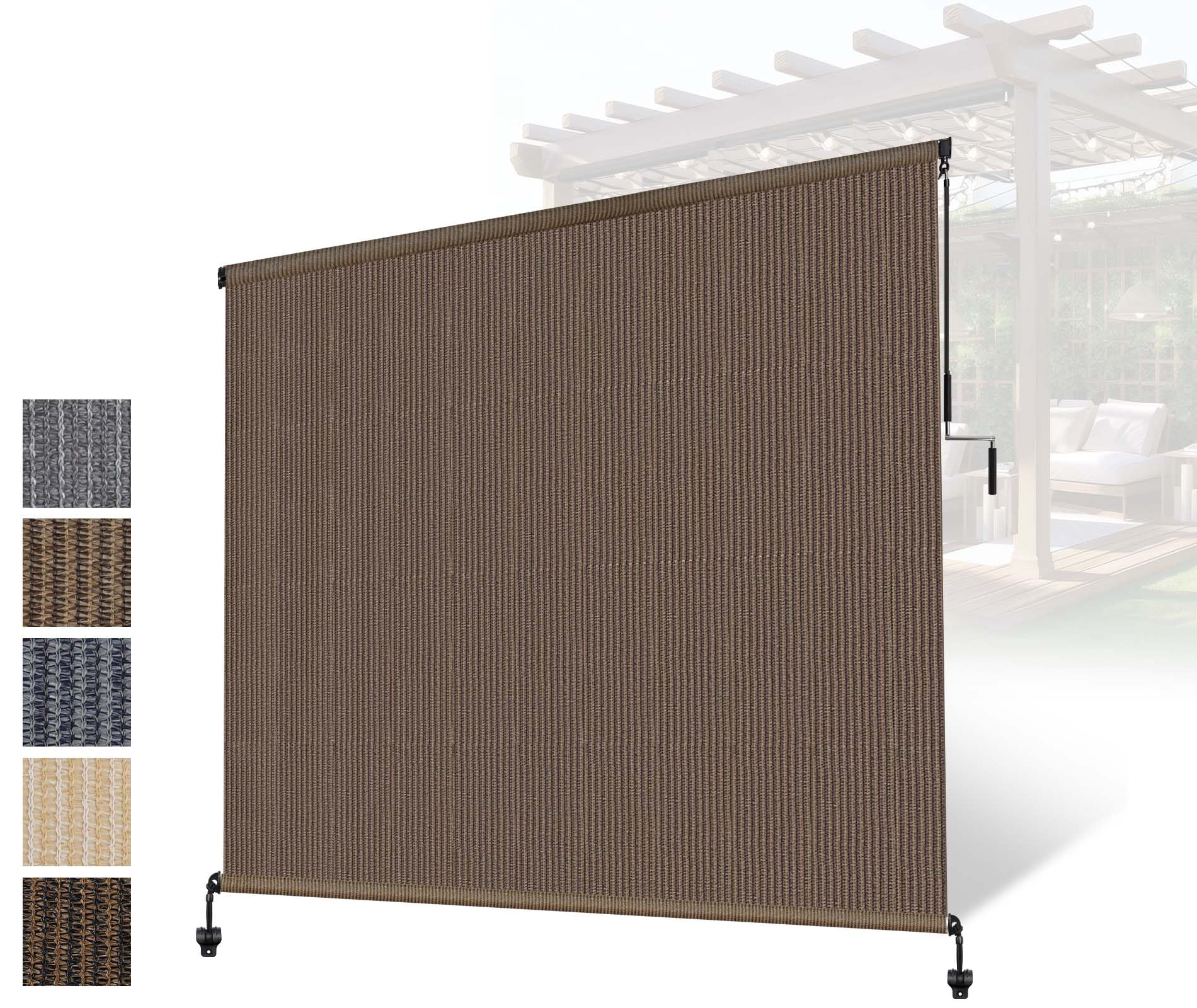 Outdoor Shades Roller Exterior Blinds,Cordless Patio Shades Roll Up Outdoor Blinds for Patio Porch Backyard Pergola Gazebo Privacy Screen Protection,UV Sun Blocking,Fade-Resistant 8ft Wide x 6 H
