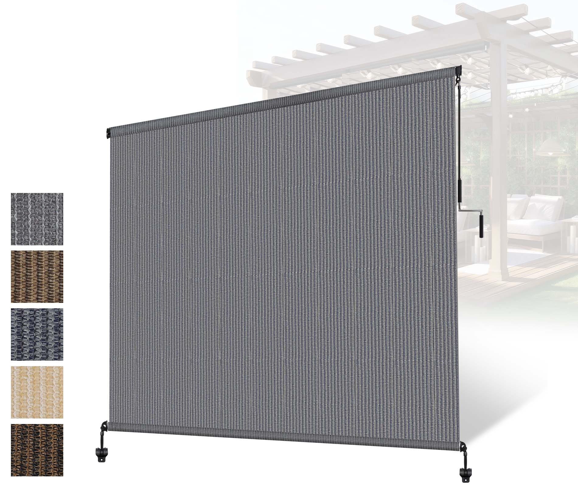 Outdoor Shades Roller Exterior Blinds,Cordless Patio Shades Roll Up Outdoor Blinds for Patio Porch Backyard Pergola Gazebo Privacy Screen Protection,UV Sun Blocking,Fade-Resistant 8ft Wide x 6 H