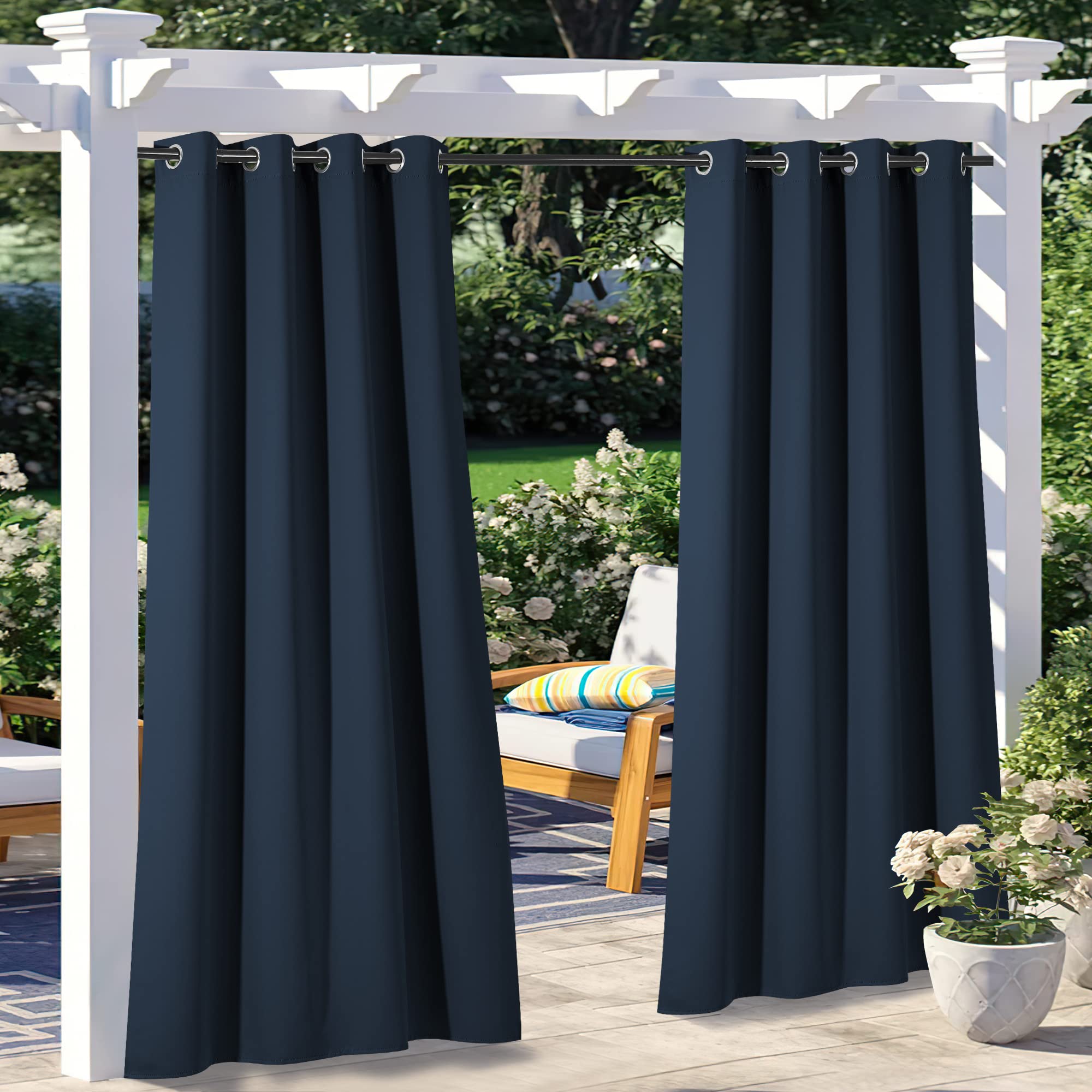 NICETOWN Outdoor Curtains for Patio Waterproof 95" L, Blackout Gazebo Curtain for Pergola/Porch Weatherproof, UV & Privacy Protection Outside Drape, 52" Wide, 1 Panel, Biscotti Beige