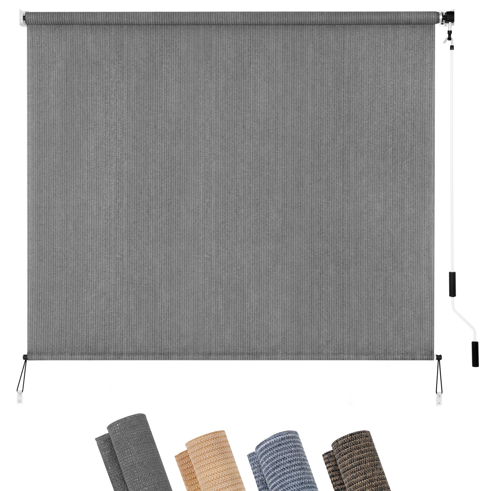 KELIXU Patio Shades Roll Up Outdoor Blind, 6' W x 8' H Cordless Sun Shade Privacy Screen with 90% UV Protection Exterior Roller Shade Cloth for Porch Pergola Backyard Windows Balcony, Walnut
