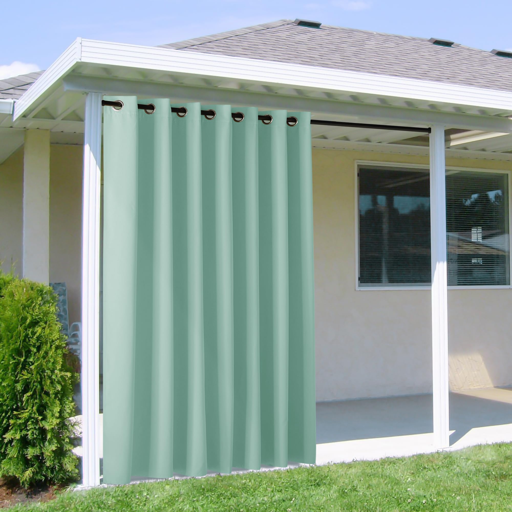 NICETOWN Outdoor Curtains for Patio Waterproof 95" L, Blackout Gazebo Curtain for Pergola/Porch Weatherproof, UV & Privacy Protection Outside Drape, 52" Wide, 1 Panel, Biscotti Beige