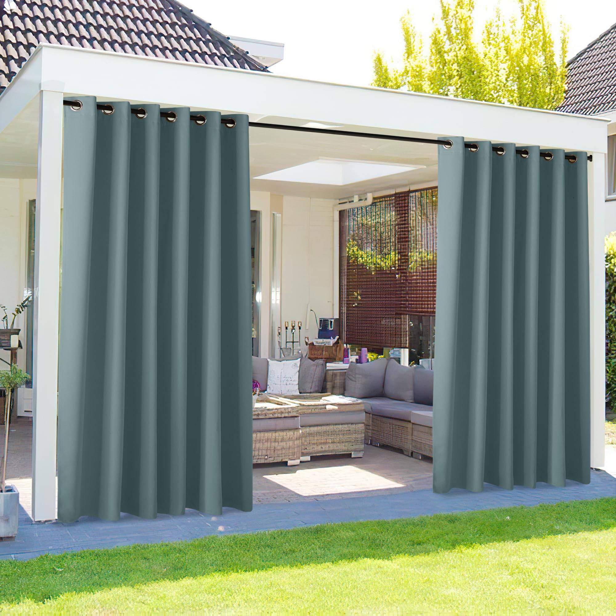 NICETOWN Outdoor Curtains for Patio Waterproof 95" L, Blackout Gazebo Curtain for Pergola/Porch Weatherproof, UV & Privacy Protection Outside Drape, 52" Wide, 1 Panel, Biscotti Beige