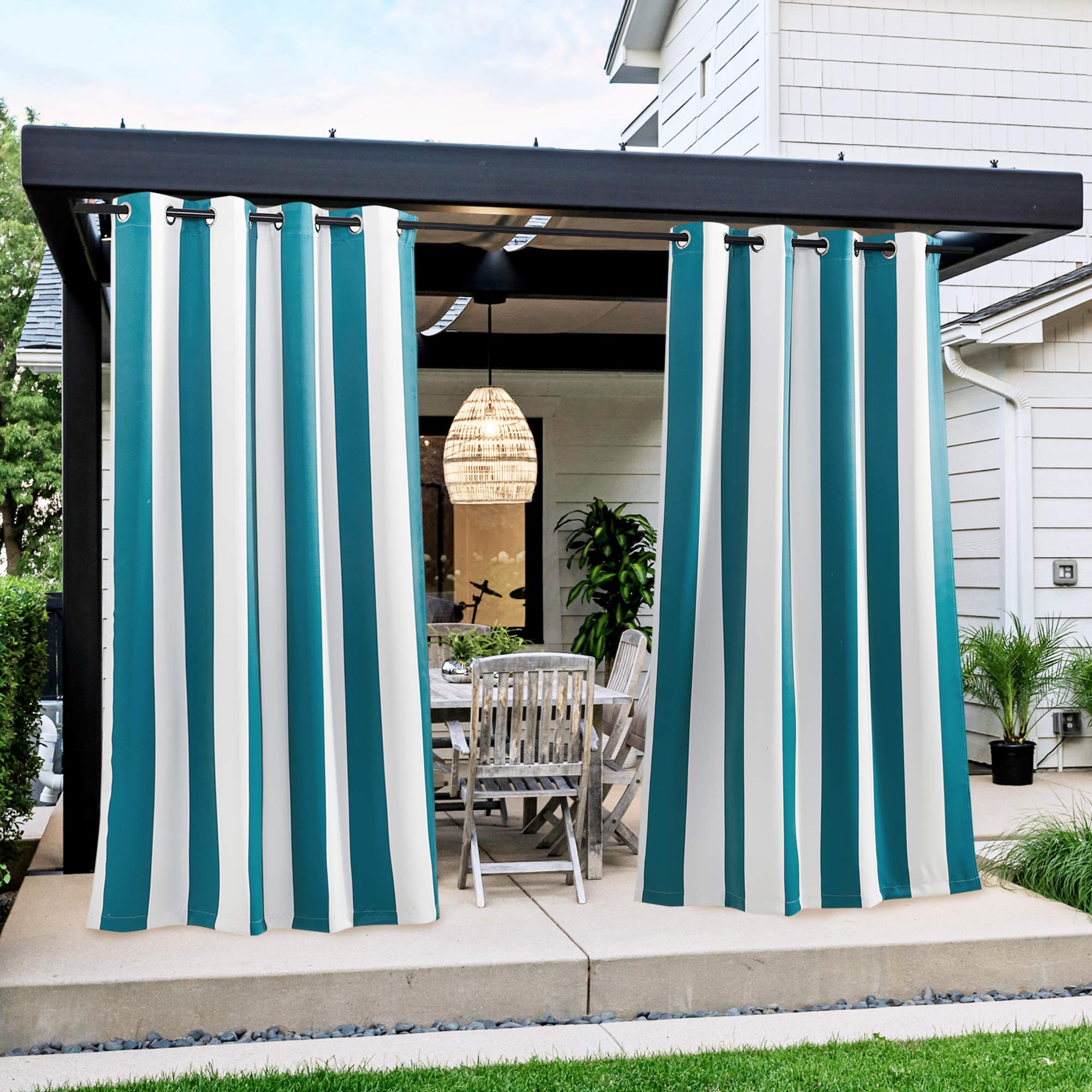 NICETOWN Outdoor Curtains for Patio Waterproof 95" L, Blackout Gazebo Curtain for Pergola/Porch Weatherproof, UV & Privacy Protection Outside Drape, 52" Wide, 1 Panel, Biscotti Beige