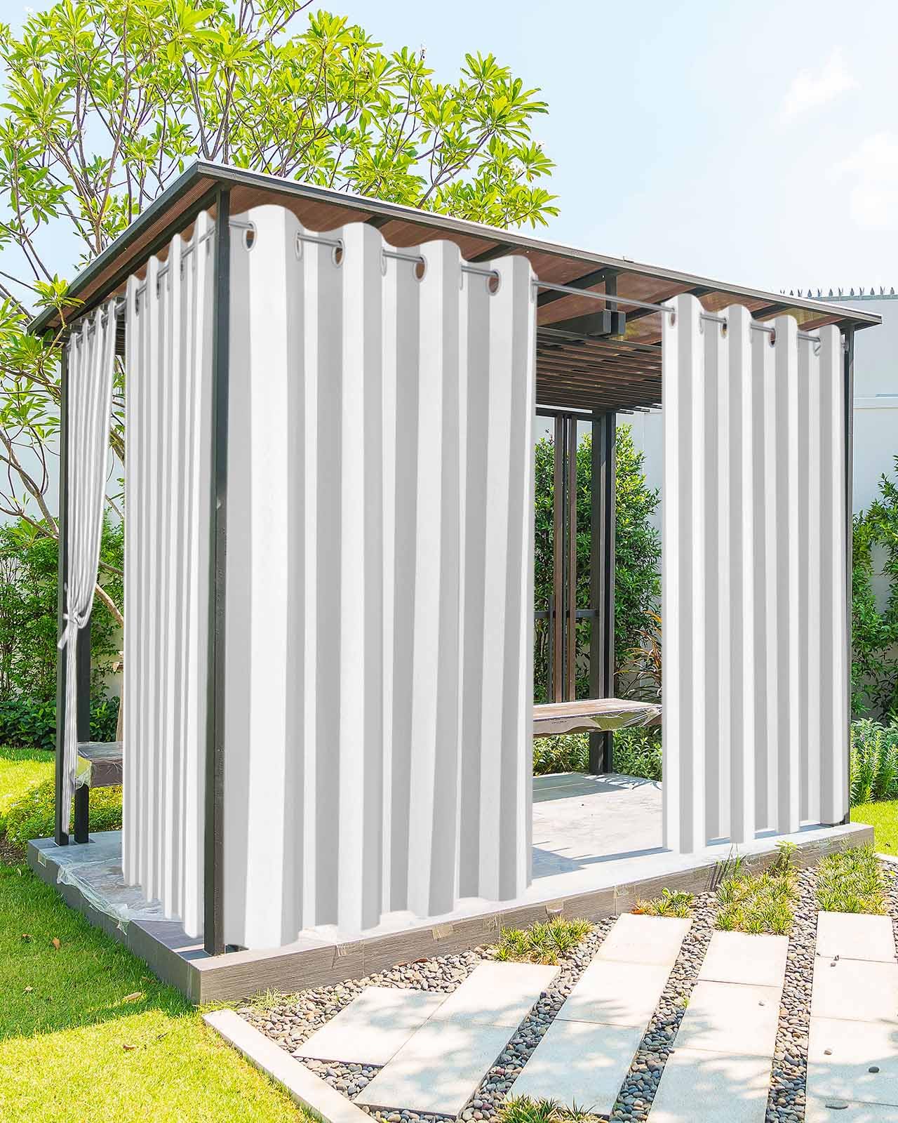 Striped Outdoor Curtains for Patio Waterproof Weatherproof,Black and White Outdoor Curtains,Sun Blocking Privacy Grommet Outside Curtains Weighted Drapes for Gazebo Porch Pergola,1 Panel,54W x 108L