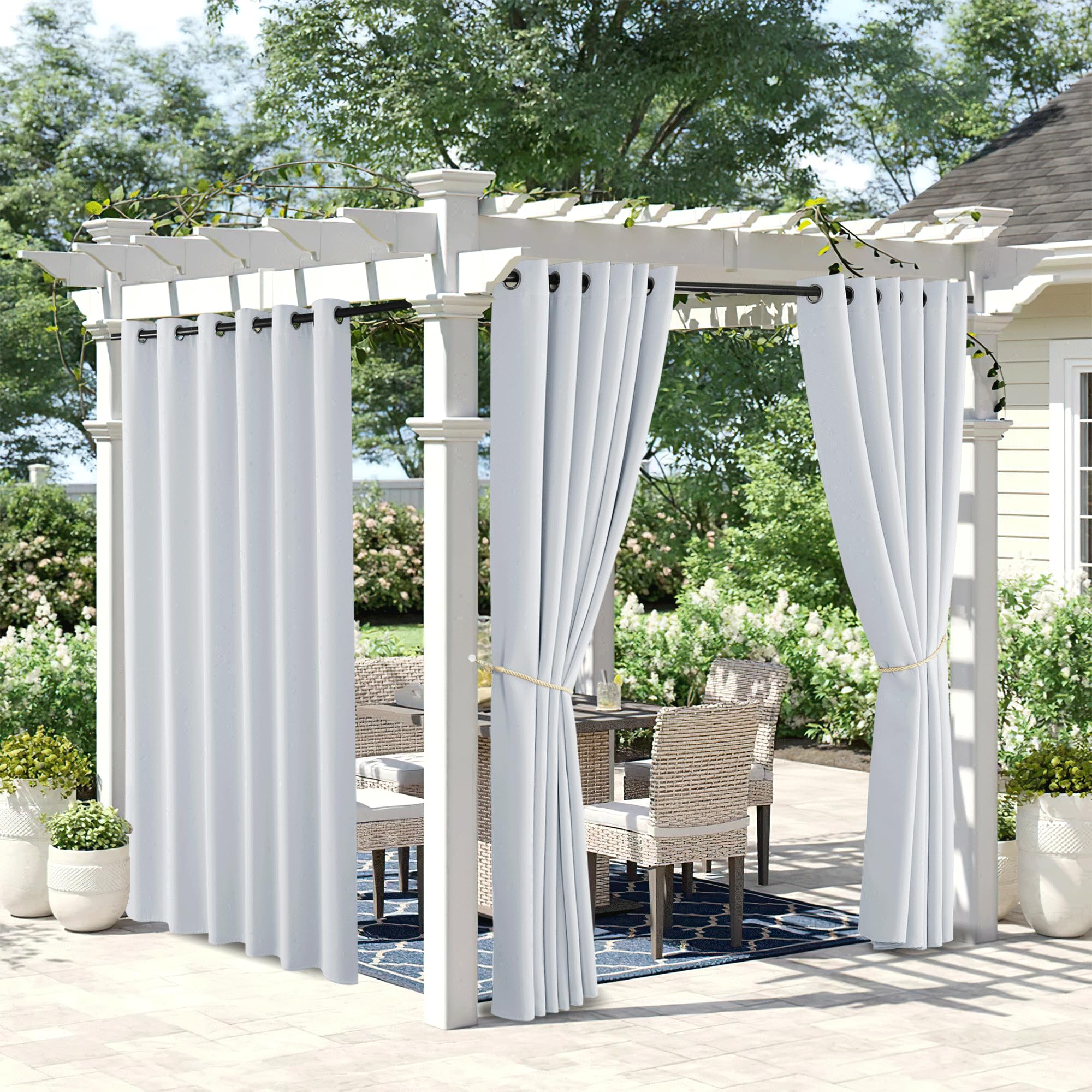 NICETOWN Outdoor Curtains for Patio Waterproof 95" L, Blackout Gazebo Curtain for Pergola/Porch Weatherproof, UV & Privacy Protection Outside Drape, 52" Wide, 1 Panel, Biscotti Beige
