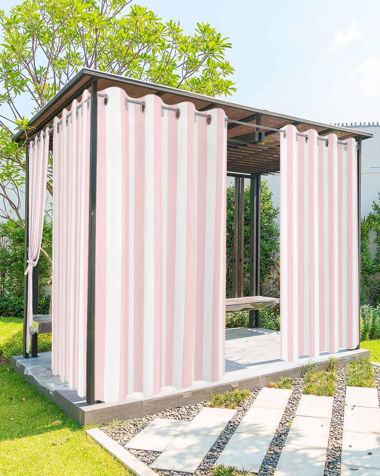 Striped Outdoor Curtains for Patio Waterproof Weatherproof,Black and White Outdoor Curtains,Sun Blocking Privacy Grommet Outside Curtains Weighted Drapes for Gazebo Porch Pergola,1 Panel,54W x 108L