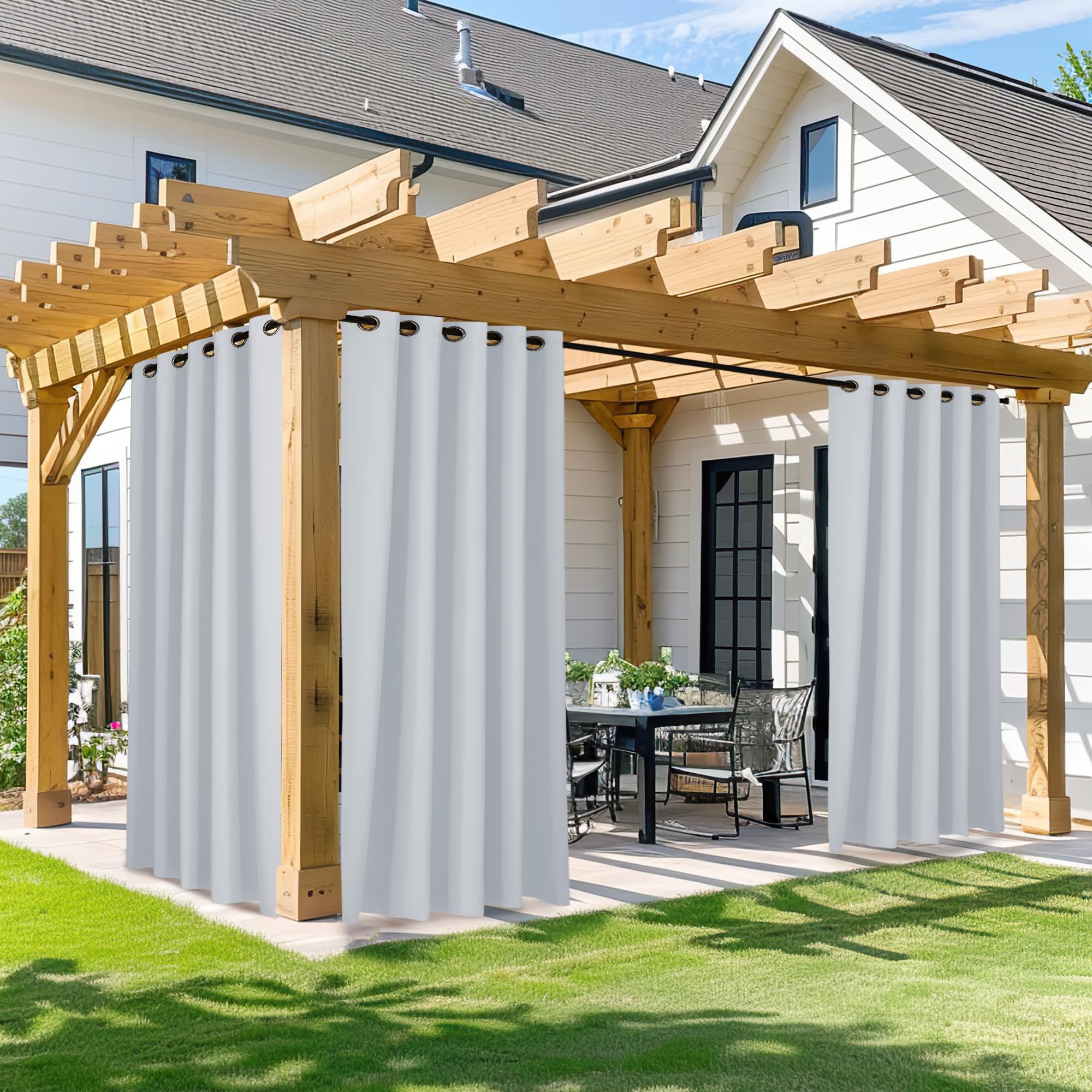 NICETOWN Outdoor Curtains for Patio Waterproof 95" L, Blackout Gazebo Curtain for Pergola/Porch Weatherproof, UV & Privacy Protection Outside Drape, 52" Wide, 1 Panel, Biscotti Beige