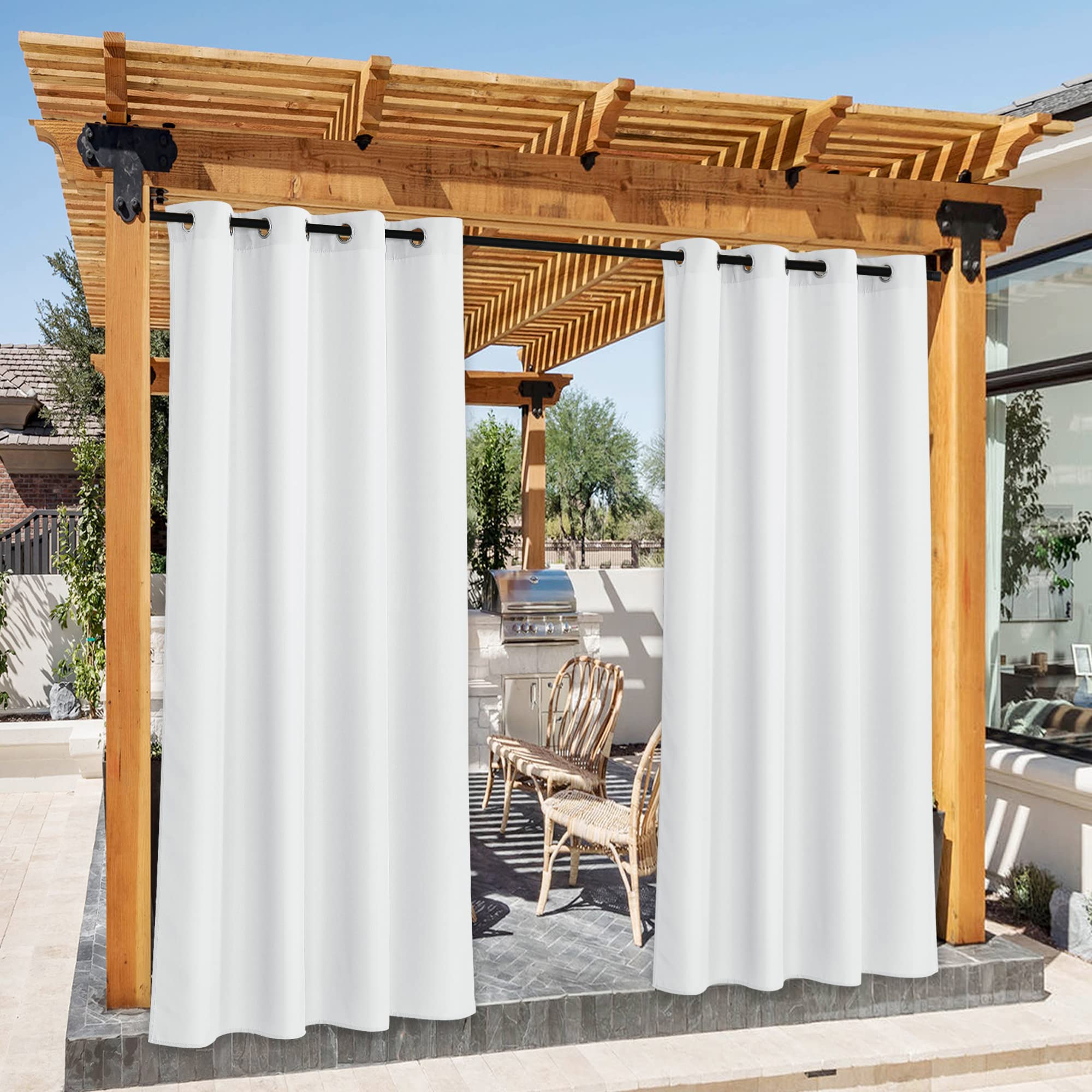 NICETOWN Outdoor Curtains for Patio Waterproof 95" L, Blackout Gazebo Curtain for Pergola/Porch Weatherproof, UV & Privacy Protection Outside Drape, 52" Wide, 1 Panel, Biscotti Beige