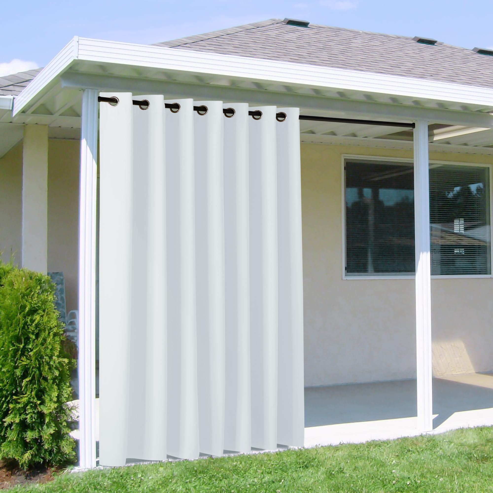 NICETOWN Outdoor Curtains for Patio Waterproof 95" L, Blackout Gazebo Curtain for Pergola/Porch Weatherproof, UV & Privacy Protection Outside Drape, 52" Wide, 1 Panel, Biscotti Beige