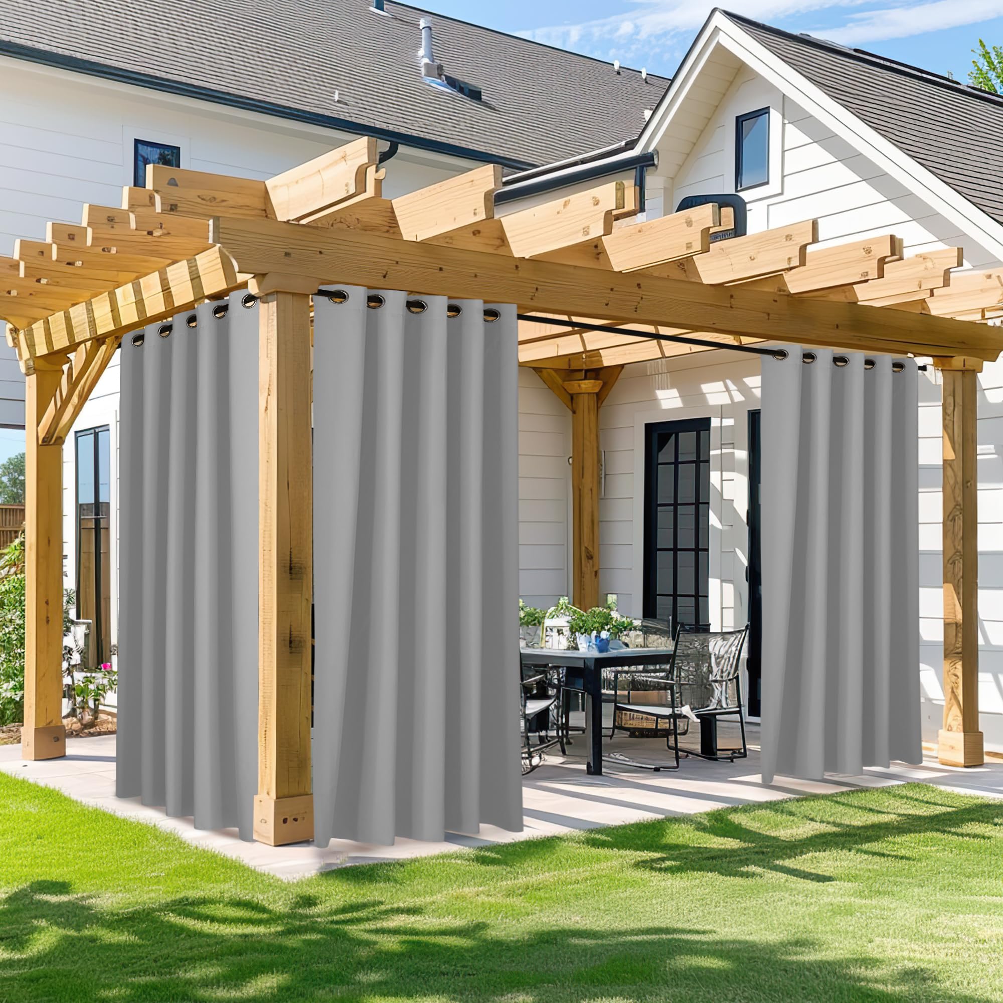 NICETOWN Outdoor Curtains for Patio Waterproof 95" L, Blackout Gazebo Curtain for Pergola/Porch Weatherproof, UV & Privacy Protection Outside Drape, 52" Wide, 1 Panel, Biscotti Beige