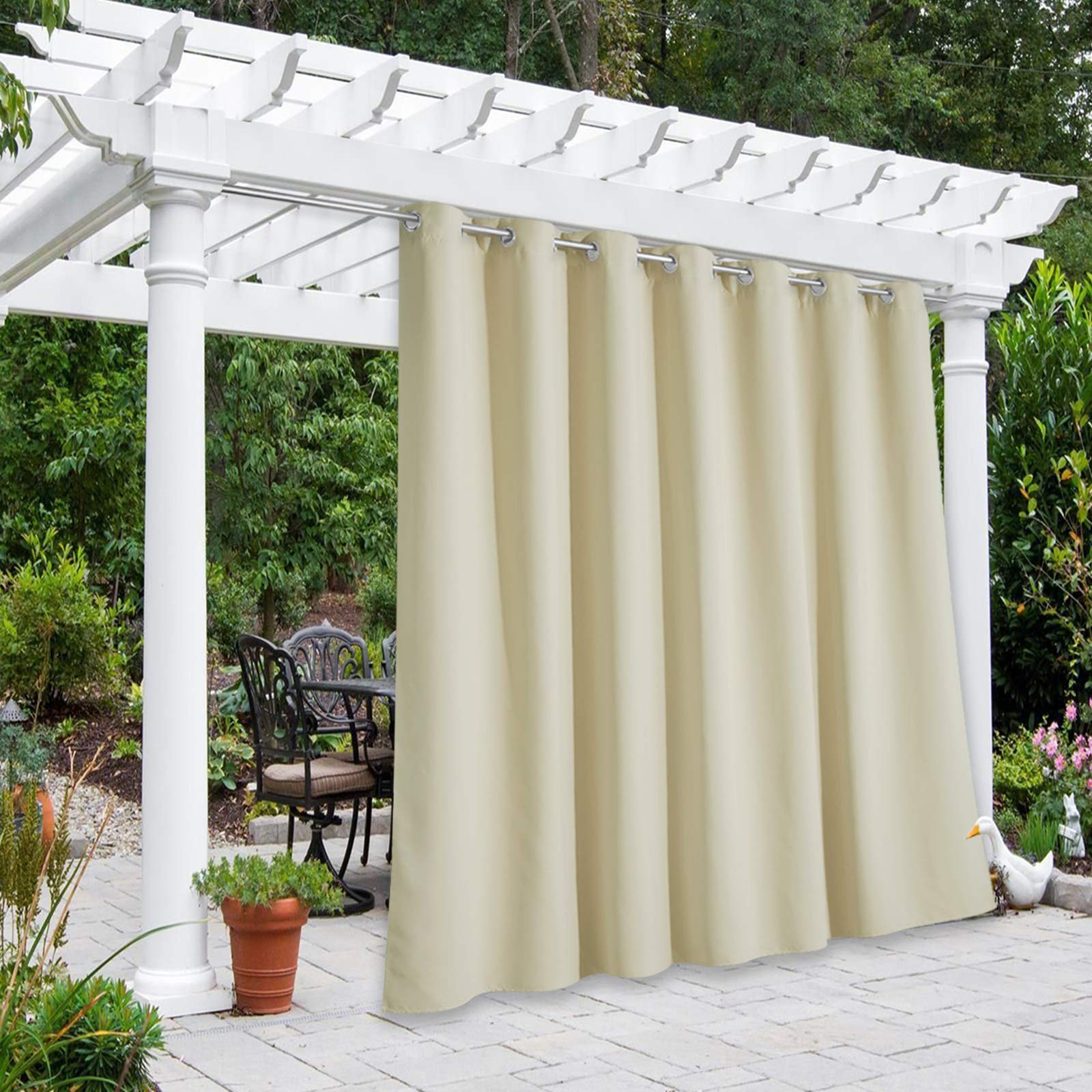 NICETOWN Outdoor Curtains for Patio Waterproof 95" L, Blackout Gazebo Curtain for Pergola/Porch Weatherproof, UV & Privacy Protection Outside Drape, 52" Wide, 1 Panel, Biscotti Beige