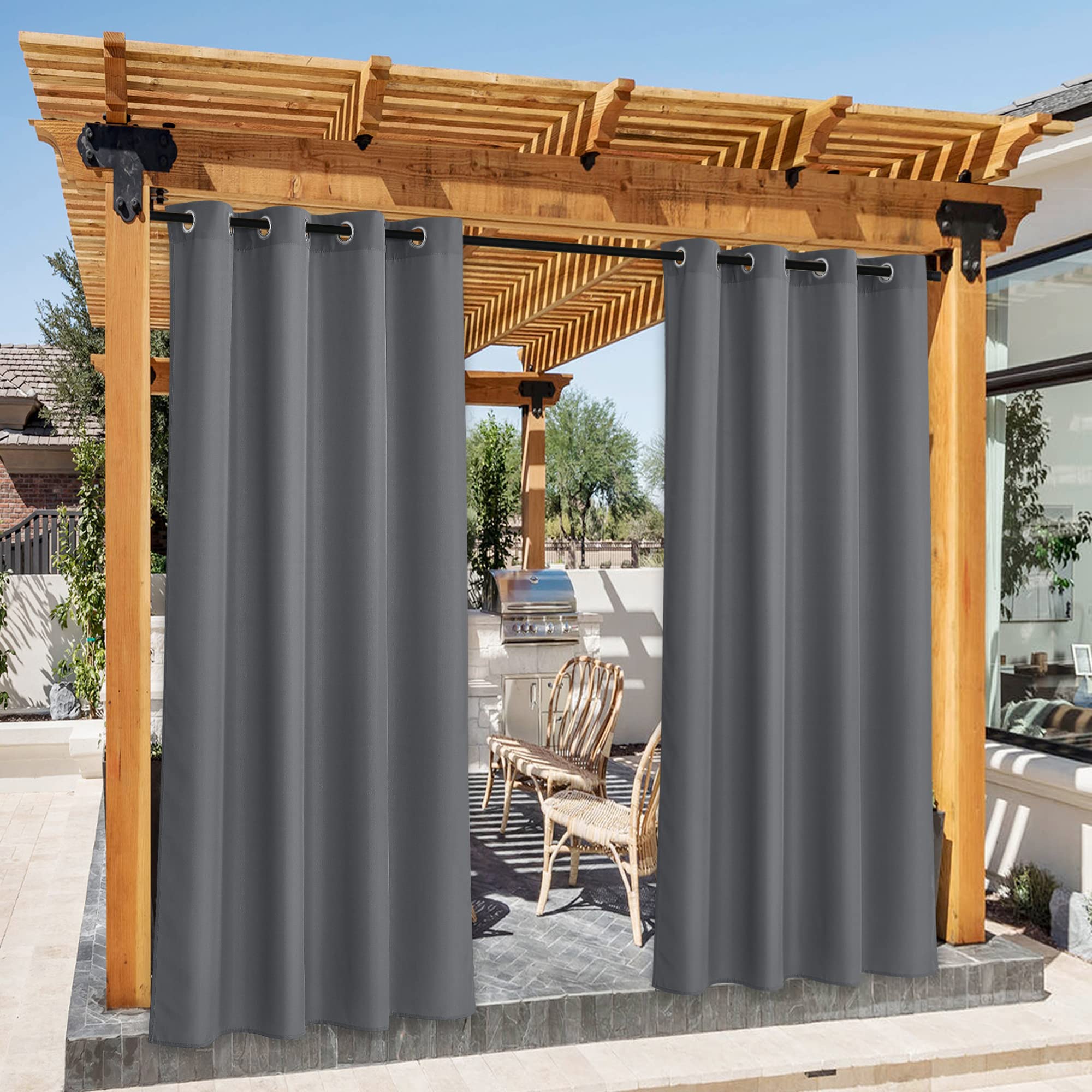 NICETOWN Outdoor Curtains for Patio Waterproof 95" L, Blackout Gazebo Curtain for Pergola/Porch Weatherproof, UV & Privacy Protection Outside Drape, 52" Wide, 1 Panel, Biscotti Beige