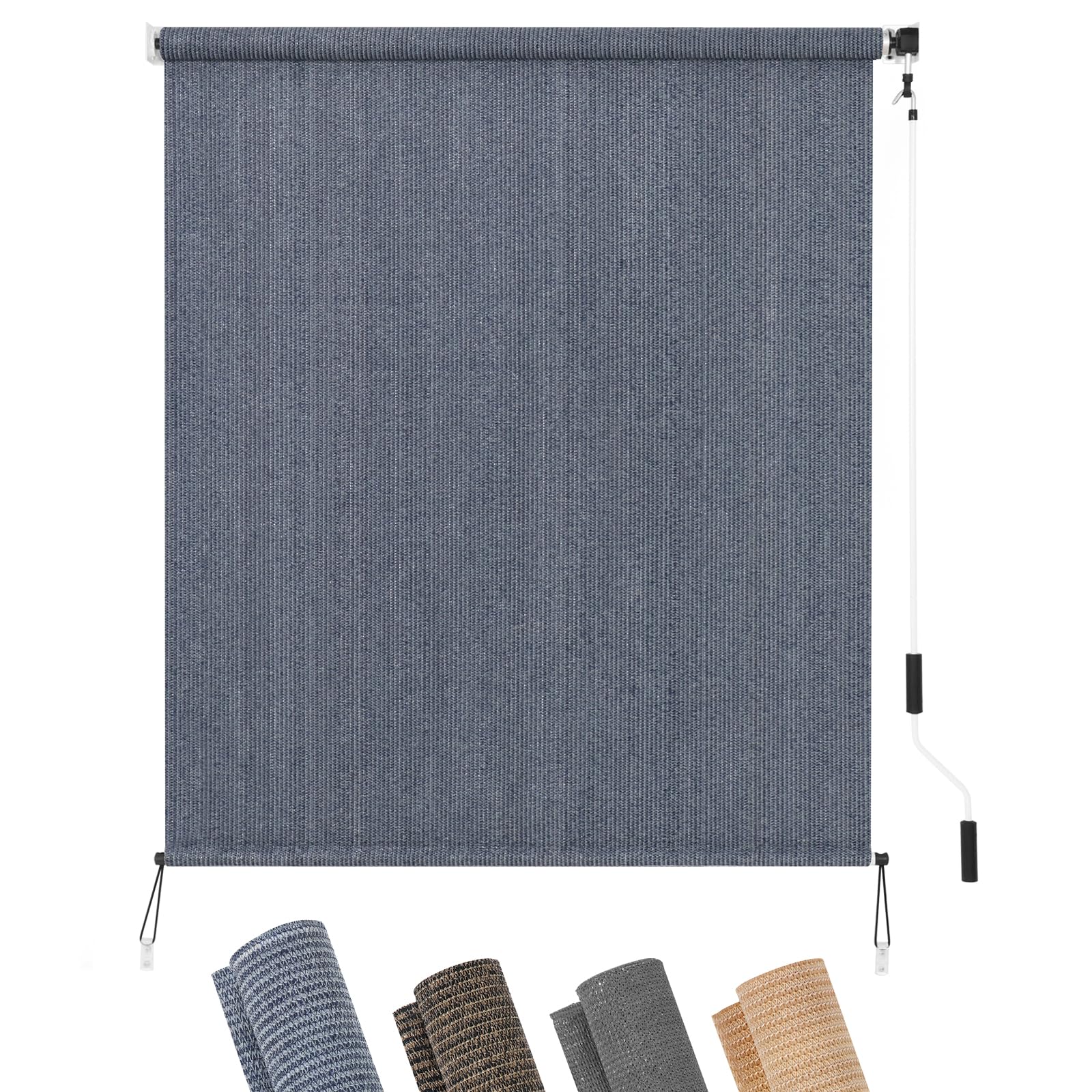 KELIXU Patio Shades Roll Up Outdoor Blind, 6' W x 8' H Cordless Sun Shade Privacy Screen with 90% UV Protection Exterior Roller Shade Cloth for Porch Pergola Backyard Windows Balcony, Walnut