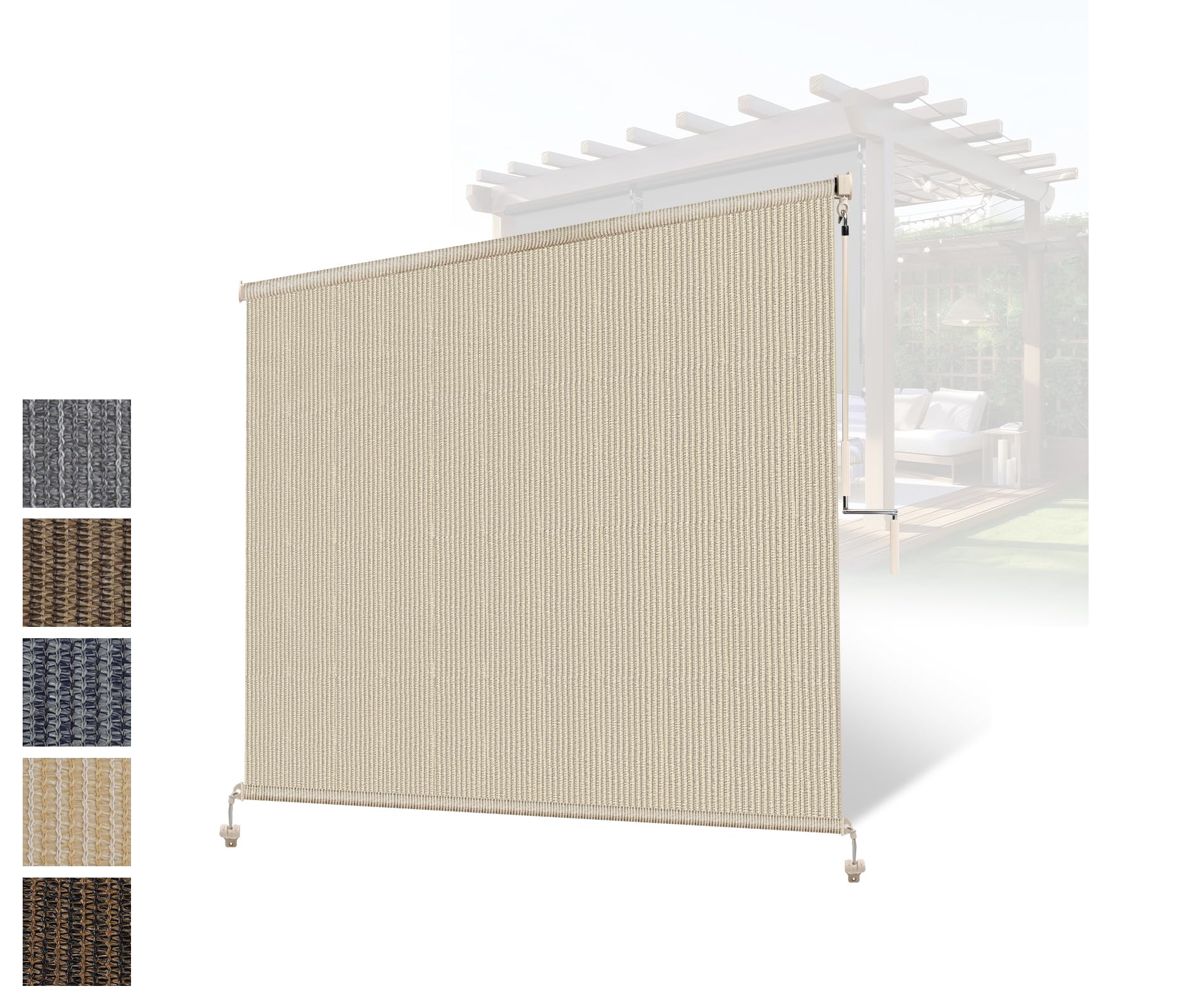 Outdoor Shades Roller Exterior Blinds,Cordless Patio Shades Roll Up Outdoor Blinds for Patio Porch Backyard Pergola Gazebo Privacy Screen Protection,UV Sun Blocking,Fade-Resistant 8ft Wide x 6 H