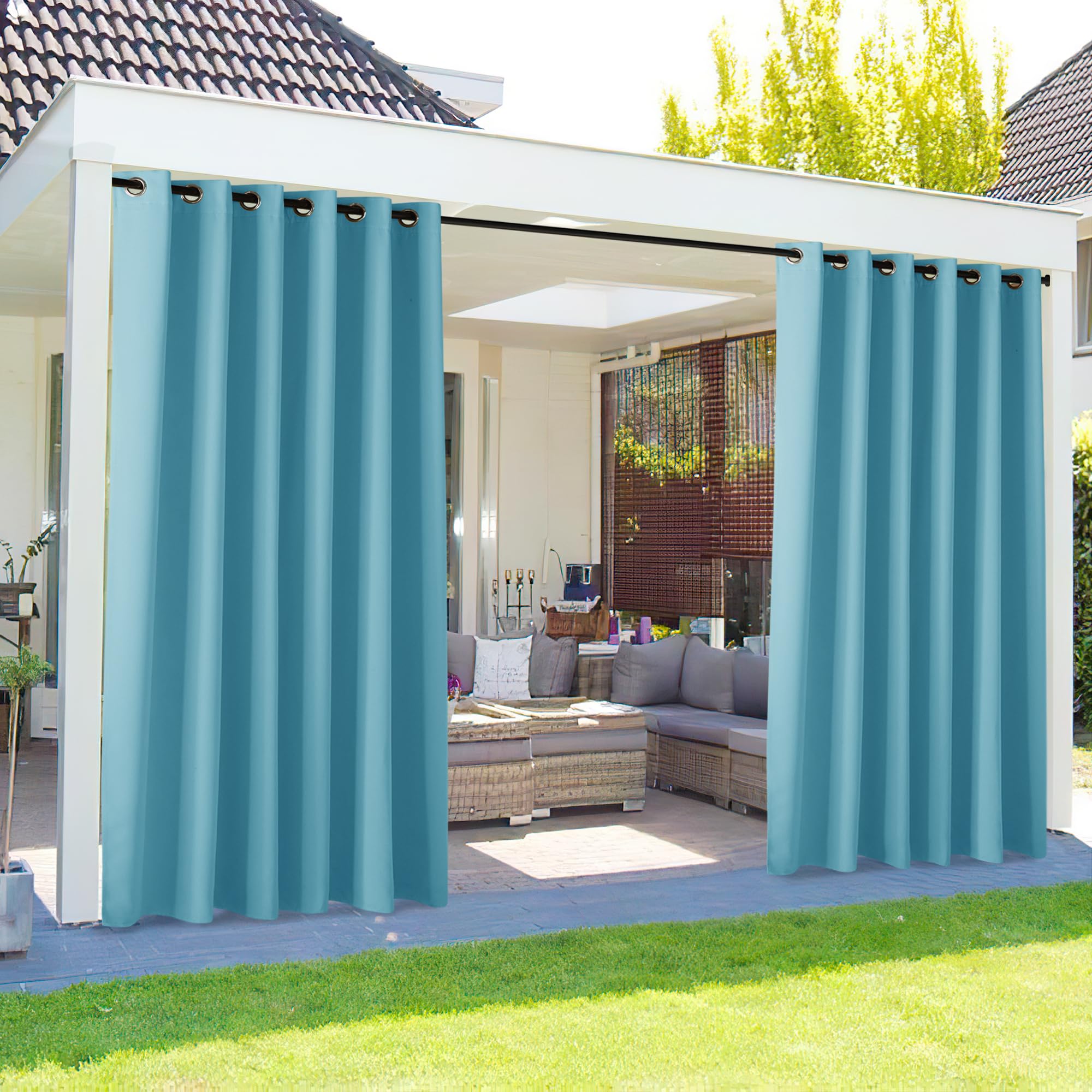 NICETOWN Outdoor Curtains for Patio Waterproof 95" L, Blackout Gazebo Curtain for Pergola/Porch Weatherproof, UV & Privacy Protection Outside Drape, 52" Wide, 1 Panel, Biscotti Beige