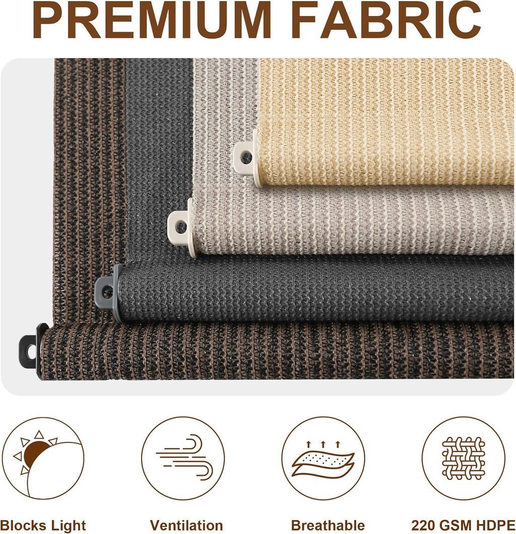 AOSKY Sun Shades Outdoor Patio - Cordless Outdoor Roller Shades for Porch, Roll Up Blinds Cloth for Pergola Balcony Backyard Windows, 96" W x 96" H, Sesame