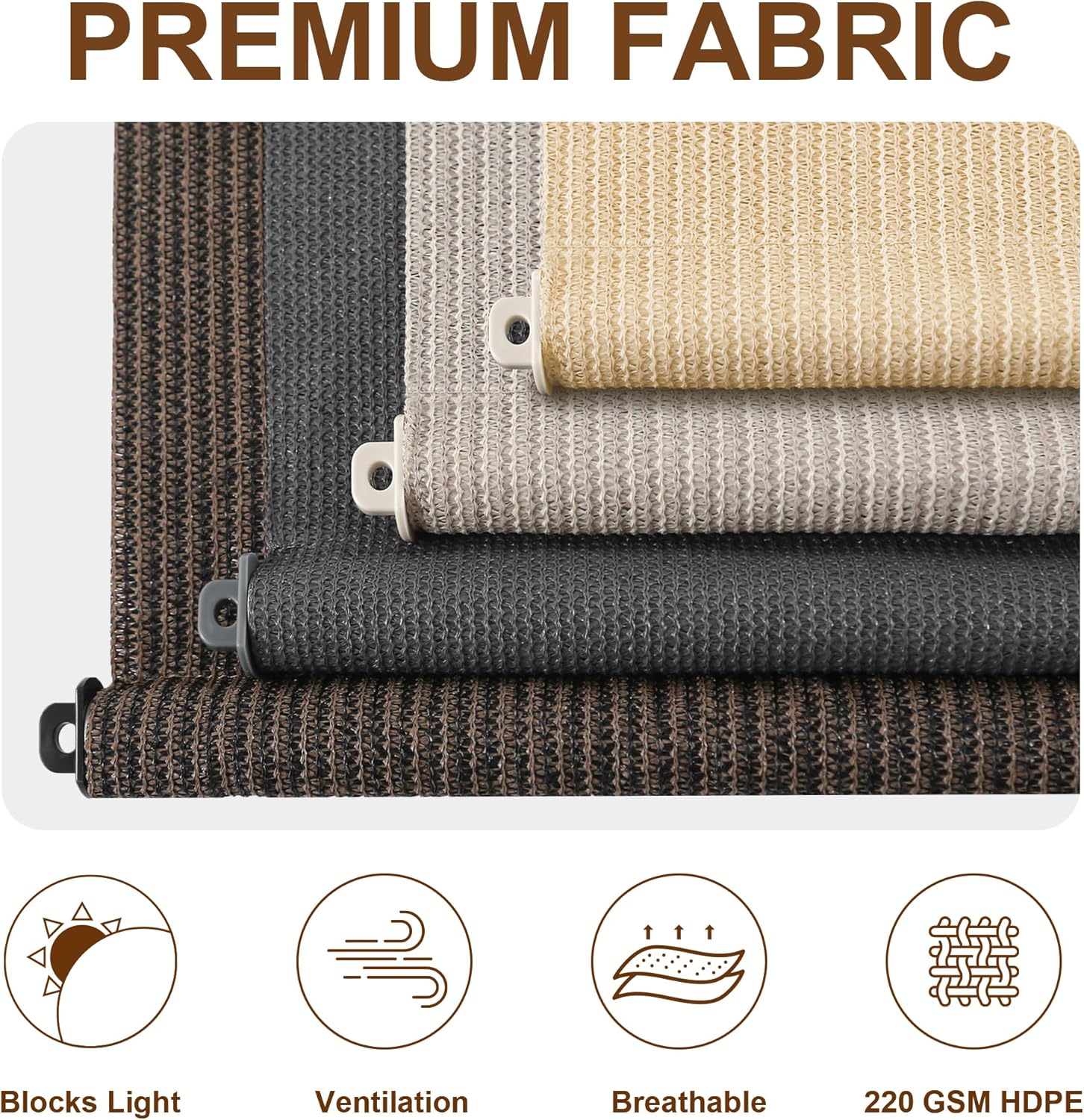AOSKY Sun Shades Outdoor Patio - Cordless Outdoor Roller Shades for Porch, Roll Up Blinds Cloth for Pergola Balcony Backyard Windows, 96" W x 96" H, Sesame