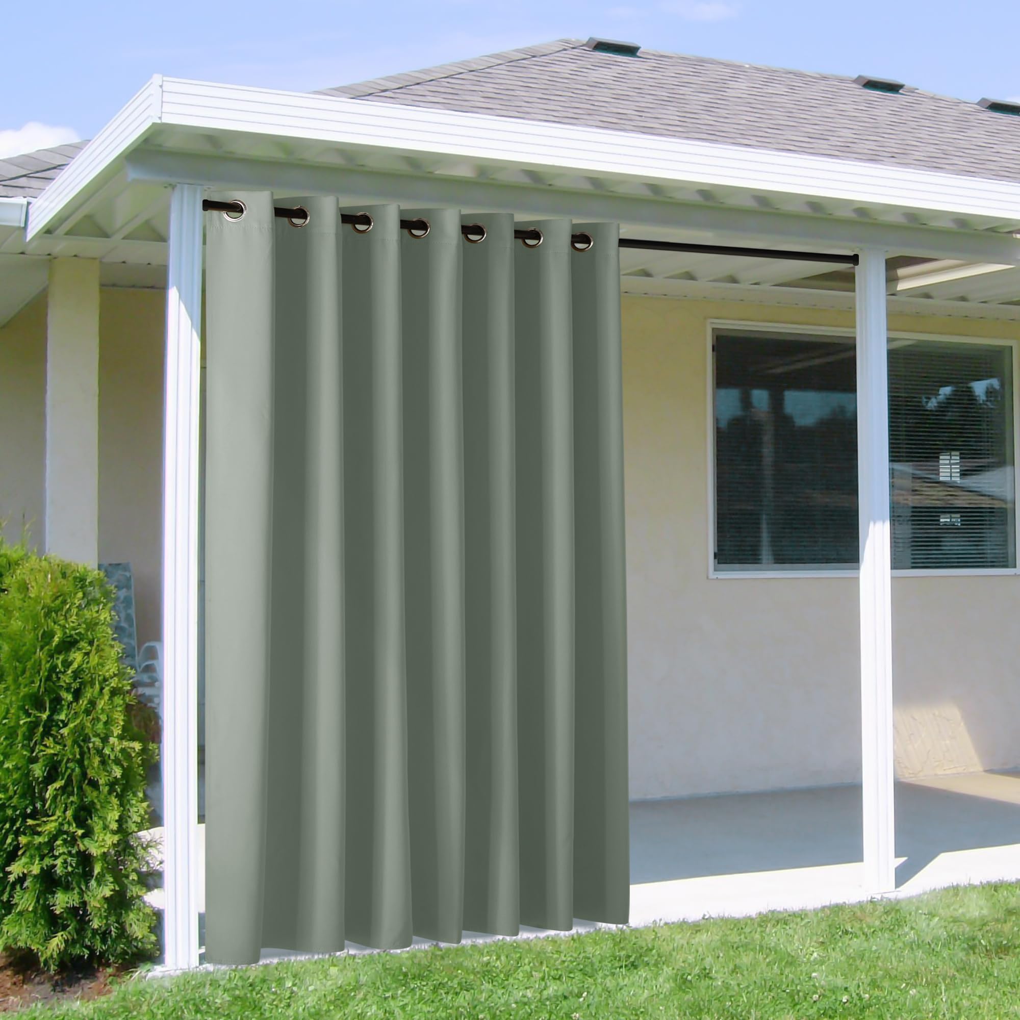 NICETOWN Outdoor Curtains for Patio Waterproof 95" L, Blackout Gazebo Curtain for Pergola/Porch Weatherproof, UV & Privacy Protection Outside Drape, 52" Wide, 1 Panel, Biscotti Beige