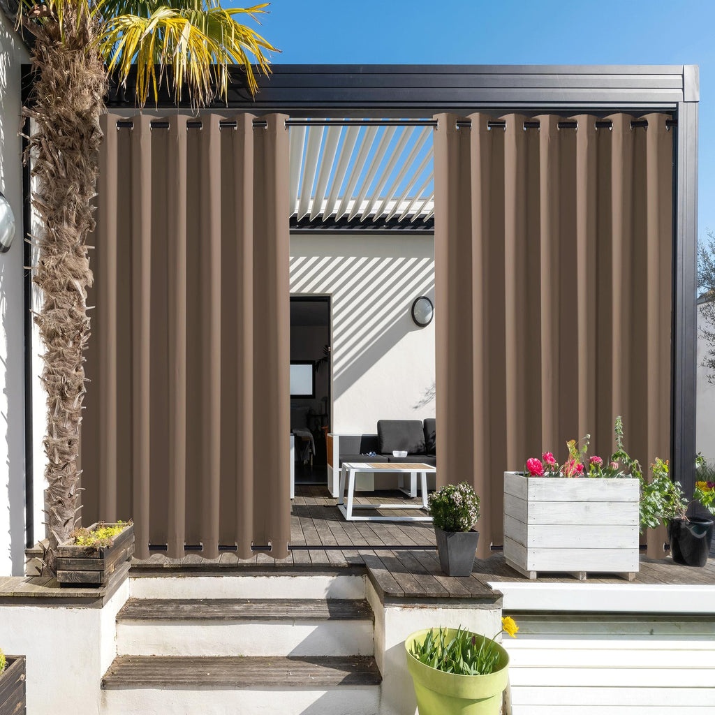 NICETOWN Outdoor Curtains for Patio Waterproof 95" L, Blackout Gazebo Curtain for Pergola/Porch Weatherproof, UV & Privacy Protection Outside Drape, 52" Wide, 1 Panel, Biscotti Beige
