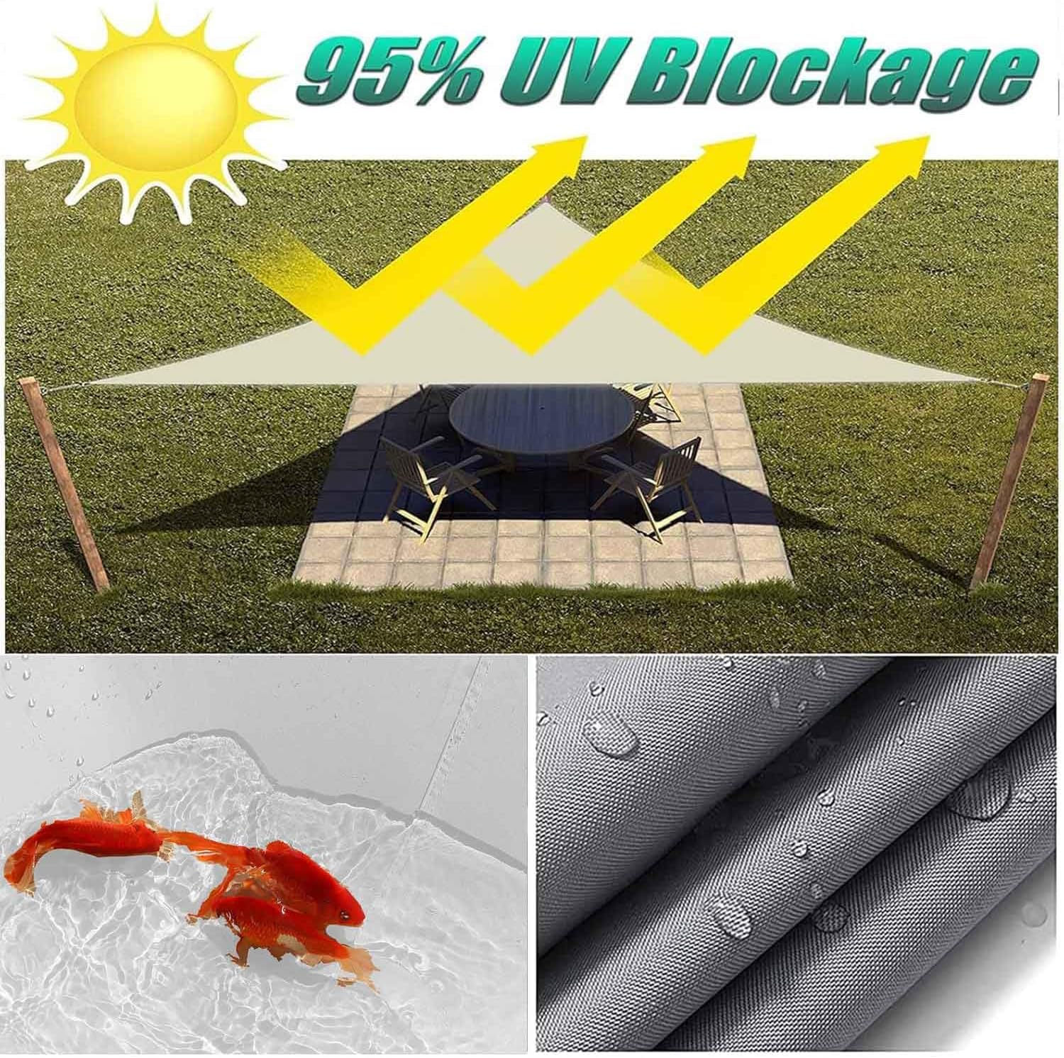 Waterproof Sun Shade Sail Shade Cloth for Patio 10x10x14ft, Garden Sun Shade Right Triangle UV-Block Sunscreen Sail Breathable Shelter Fabric Screen with Roped, 10x10x16ft