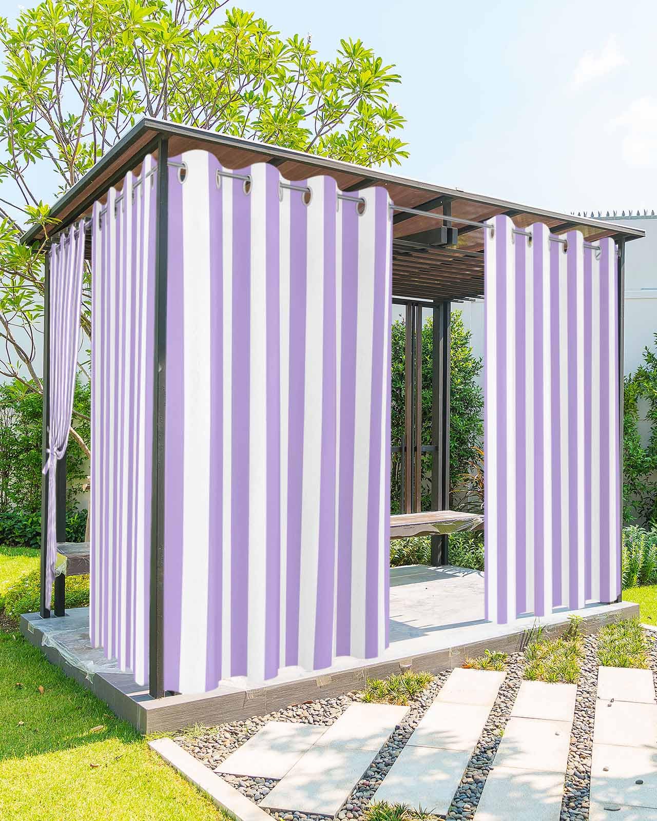 Striped Outdoor Curtains for Patio Waterproof Weatherproof,Black and White Outdoor Curtains,Sun Blocking Privacy Grommet Outside Curtains Weighted Drapes for Gazebo Porch Pergola,1 Panel,54W x 108L