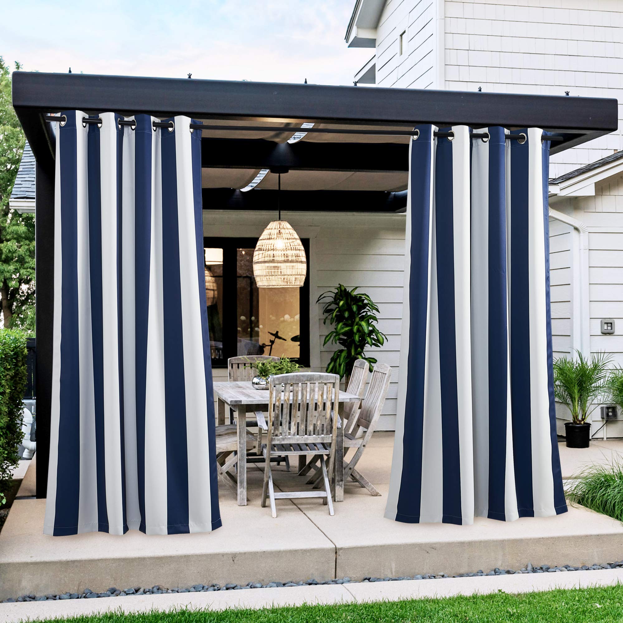 NICETOWN Outdoor Curtains for Patio Waterproof 95" L, Blackout Gazebo Curtain for Pergola/Porch Weatherproof, UV & Privacy Protection Outside Drape, 52" Wide, 1 Panel, Biscotti Beige
