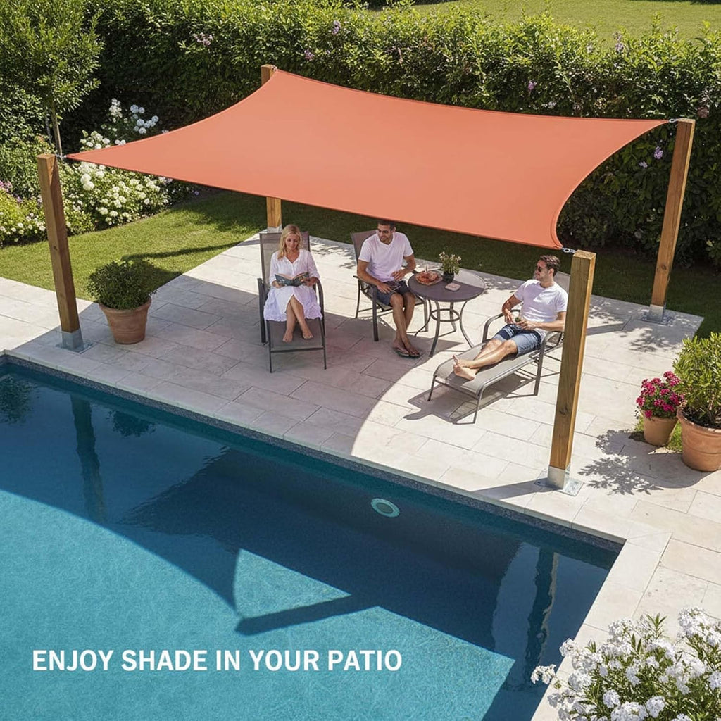 Waterproof HDPE Rectangular Sun Shade Sail, 90% UV Protection Shade Canopy, Lightweight and Tear-Resistant Fabric Shade Cloth, Perfect for Patio, Garden, Balcony, Pergola, Poolside