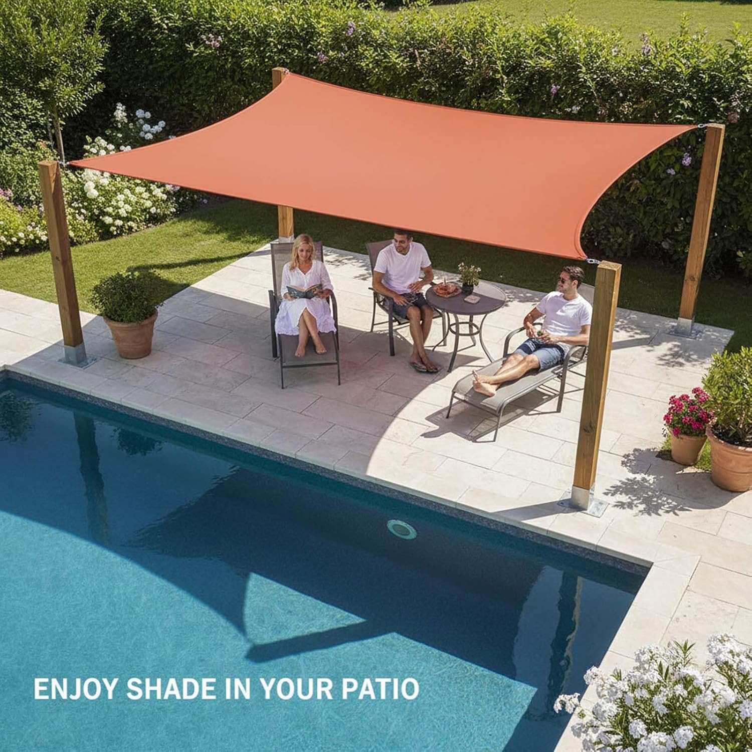 Waterproof HDPE Rectangular Sun Shade Sail, 90% UV Protection Shade Canopy, Lightweight and Tear-Resistant Fabric Shade Cloth, Perfect for Patio, Garden, Balcony, Pergola, Poolside