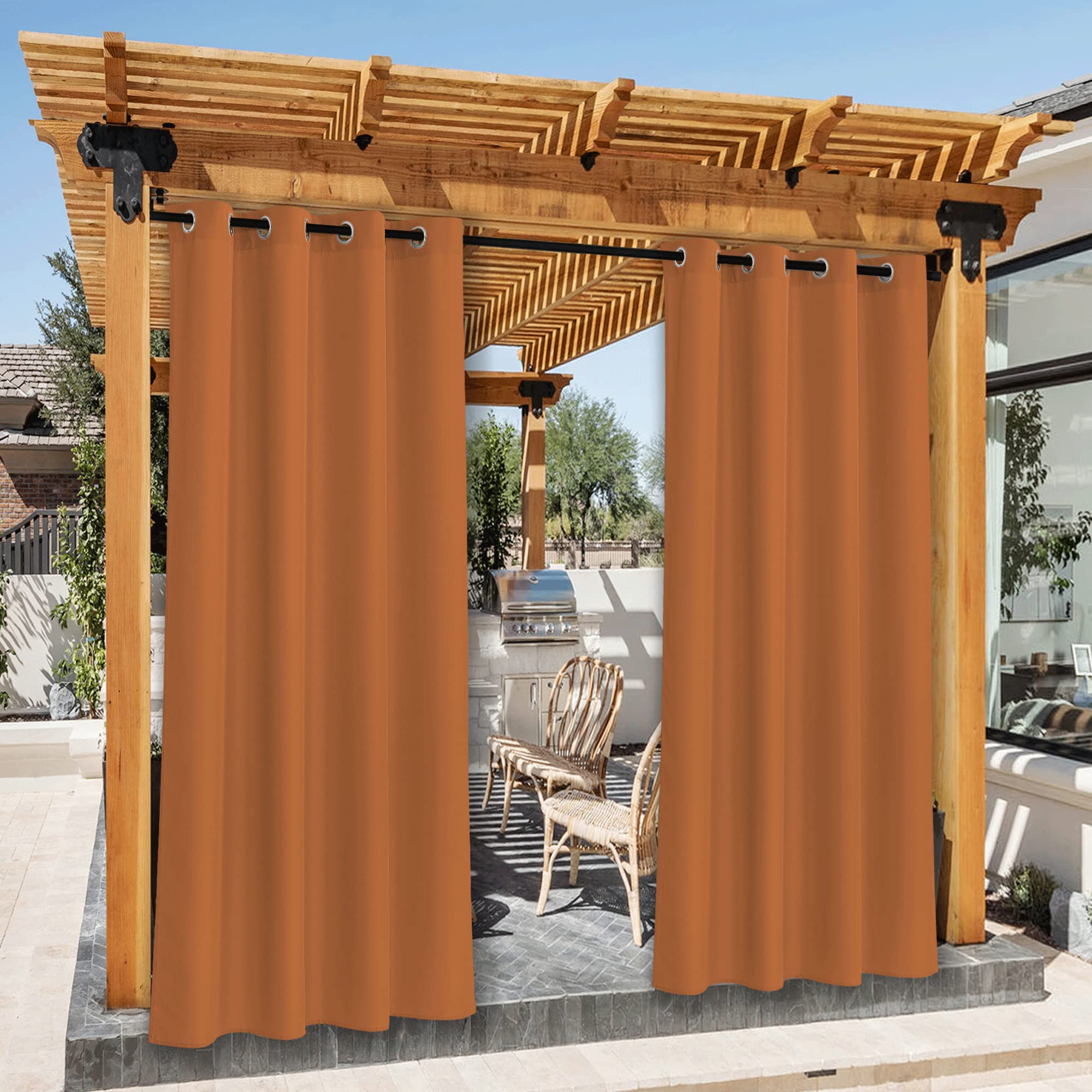 NICETOWN Outdoor Curtains for Patio Waterproof 95" L, Blackout Gazebo Curtain for Pergola/Porch Weatherproof, UV & Privacy Protection Outside Drape, 52" Wide, 1 Panel, Biscotti Beige