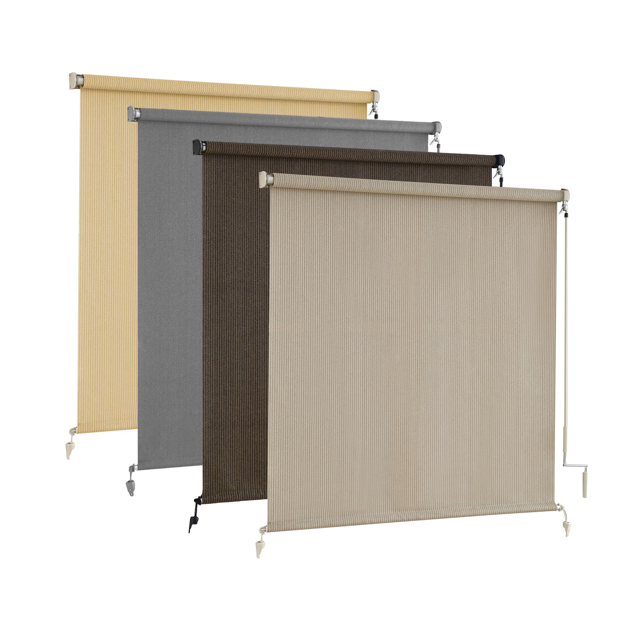 AOSKY Sun Shades Outdoor Patio - Cordless Outdoor Roller Shades for Porch, Roll Up Blinds Cloth for Pergola Balcony Backyard Windows, 96" W x 96" H, Sesame