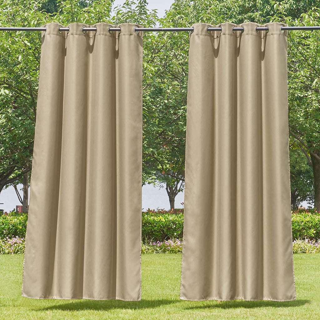 NICETOWN Outdoor Curtains for Patio Waterproof 95" L, Blackout Gazebo Curtain for Pergola/Porch Weatherproof, UV & Privacy Protection Outside Drape, 52" Wide, 1 Panel, Biscotti Beige