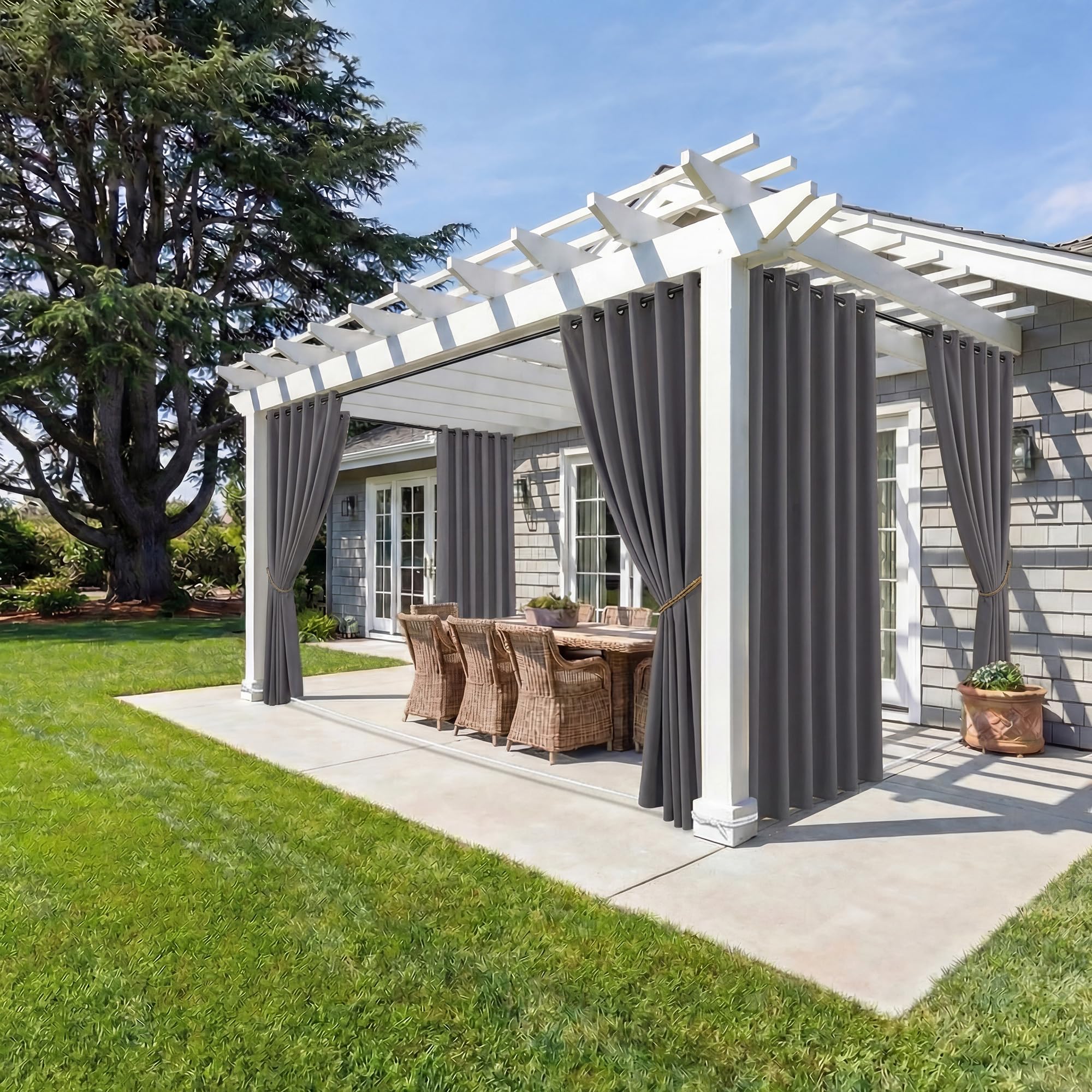 NICETOWN Outdoor Curtains for Patio Waterproof 95" L, Blackout Gazebo Curtain for Pergola/Porch Weatherproof, UV & Privacy Protection Outside Drape, 52" Wide, 1 Panel, Biscotti Beige
