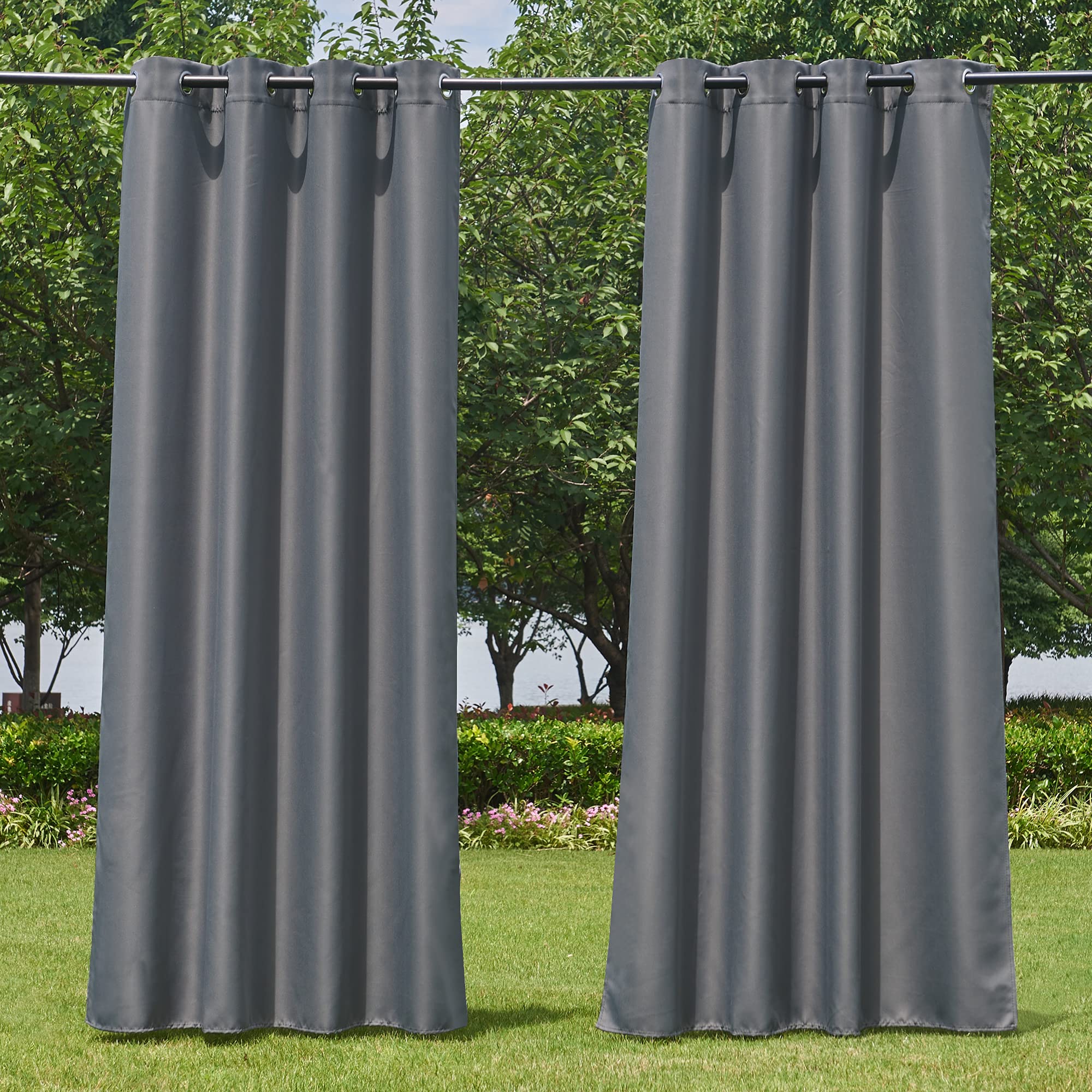 NICETOWN Outdoor Curtains for Patio Waterproof 95" L, Blackout Gazebo Curtain for Pergola/Porch Weatherproof, UV & Privacy Protection Outside Drape, 52" Wide, 1 Panel, Biscotti Beige
