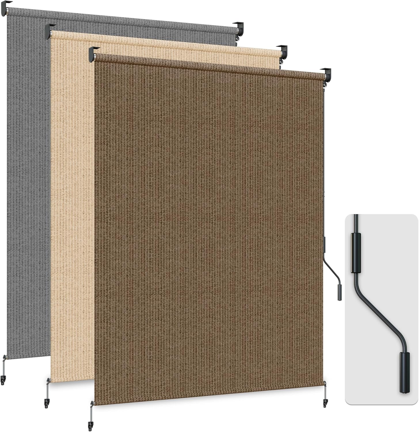 HOMEDEMO Outdoor Roller Shades for Patio, 8'W x 6' H Roll up Shade for Outside, Sun Roller Shade Cloth Roll Blinds Cordless Waterproof for Porch Gazebo Pergola Balcony Backyard Mocha