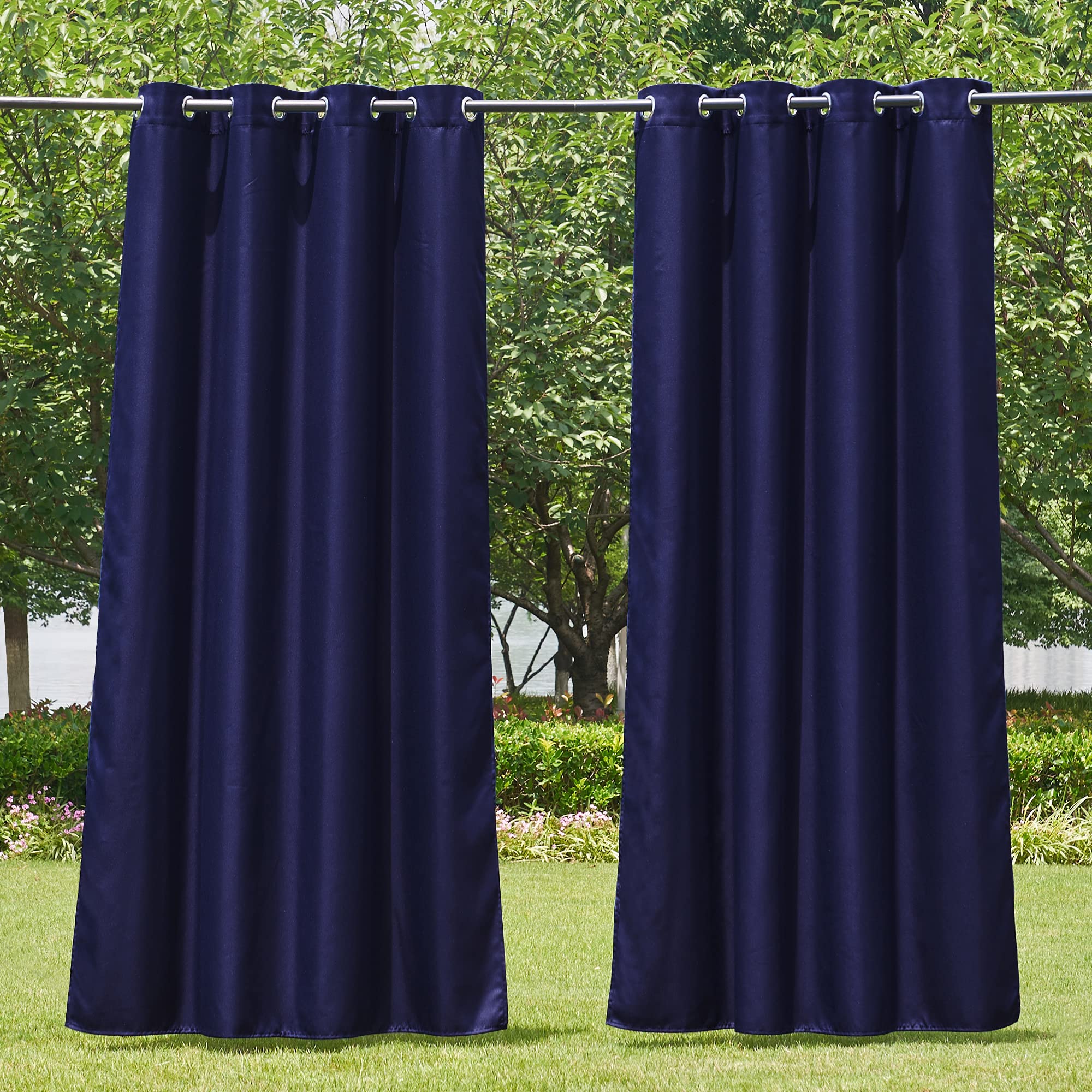 NICETOWN Outdoor Curtains for Patio Waterproof 95" L, Blackout Gazebo Curtain for Pergola/Porch Weatherproof, UV & Privacy Protection Outside Drape, 52" Wide, 1 Panel, Biscotti Beige