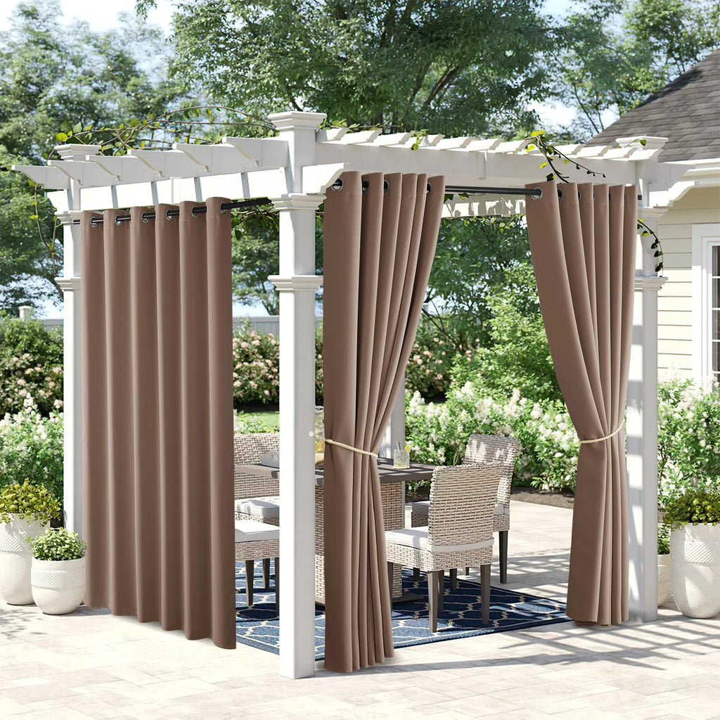NICETOWN Outdoor Curtains for Patio Waterproof 95" L, Blackout Gazebo Curtain for Pergola/Porch Weatherproof, UV & Privacy Protection Outside Drape, 52" Wide, 1 Panel, Biscotti Beige