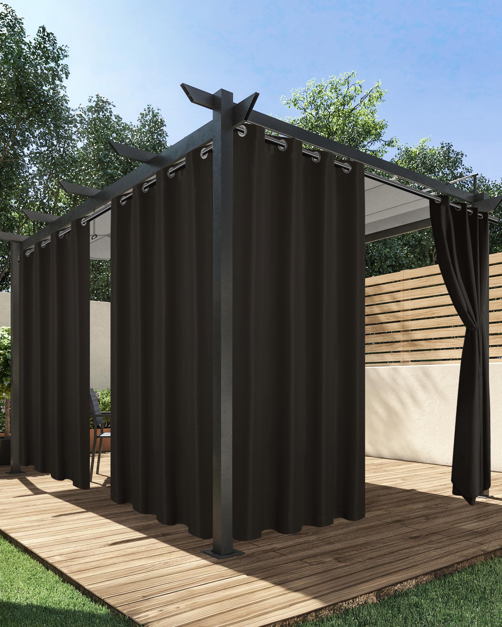 HolidayIdeas Outdoor Curtains for Patio Waterproof, 4 Panels - 54 x 108 Inch - Privacy Protection & Light Filtering Curtains Navy Grommet Outside Curtains for Porch, Gazebo, Pergola, Backyard