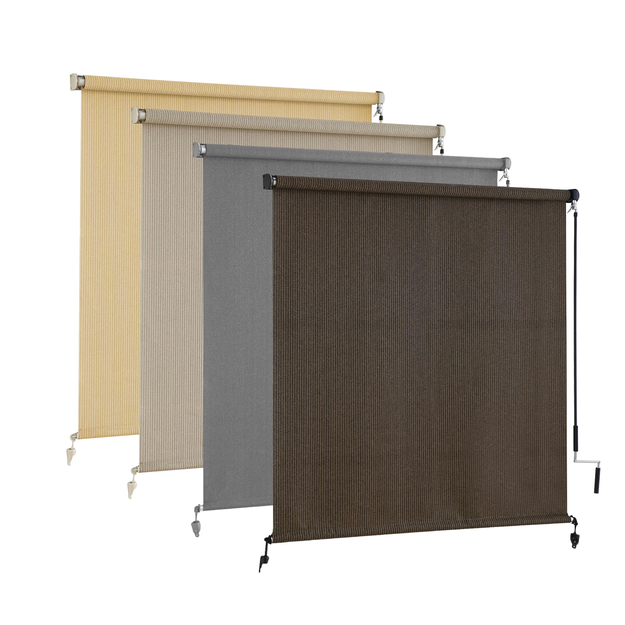 AOSKY Sun Shades Outdoor Patio - Cordless Outdoor Roller Shades for Porch, Roll Up Blinds Cloth for Pergola Balcony Backyard Windows, 96" W x 96" H, Sesame