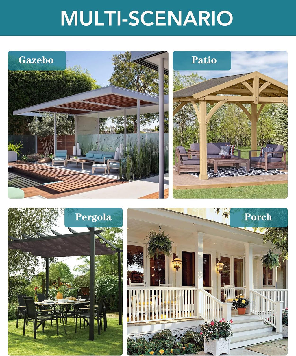HolidayIdeas Outdoor Curtains for Patio Waterproof 4 Panels 54x95 Inch-Windproof Weatherproof Privacy White Curtains-Grommet Top and Tab Bottom Drape for Gazebo, Porch, Pergola, Cabana, Backyard