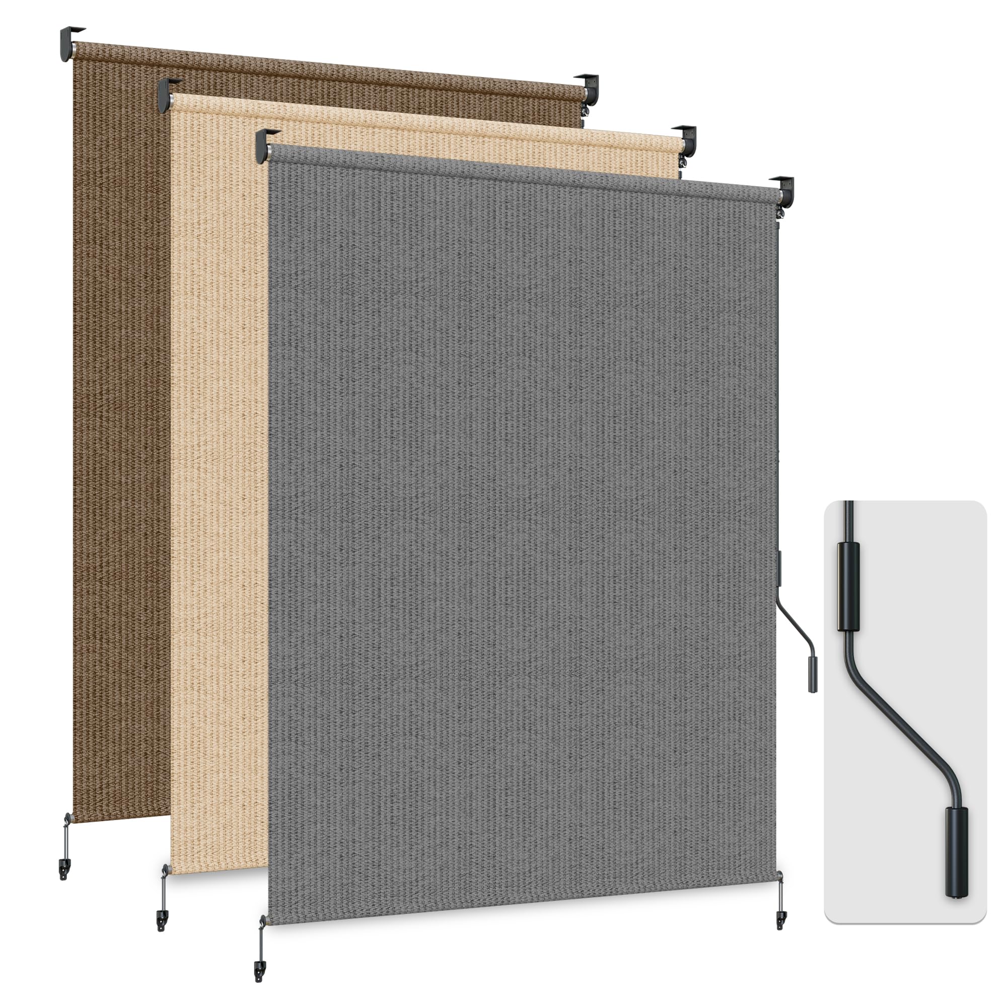 HOMEDEMO Outdoor Roller Shades for Patio, 6'W x 6' H Roll up Shade for Outside, Sun Roller Shade Cloth Roll Blinds Cordless Waterproof for Porch Gazebo Pergola Balcony Backyard Mocha