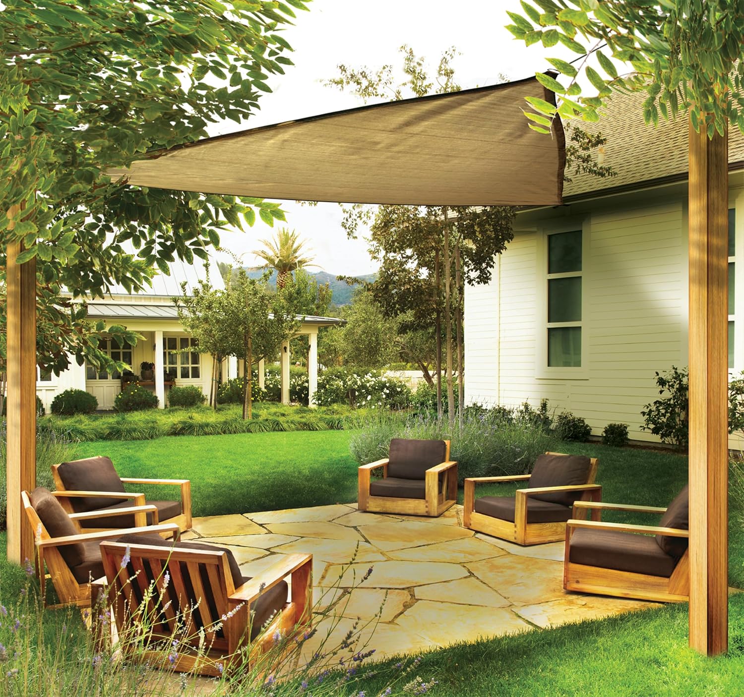 ShelterLogic Shade Sail Triangle - Heavyweight (Attachment Point/Pole Not Included) 12 X 12 Ft. Sand